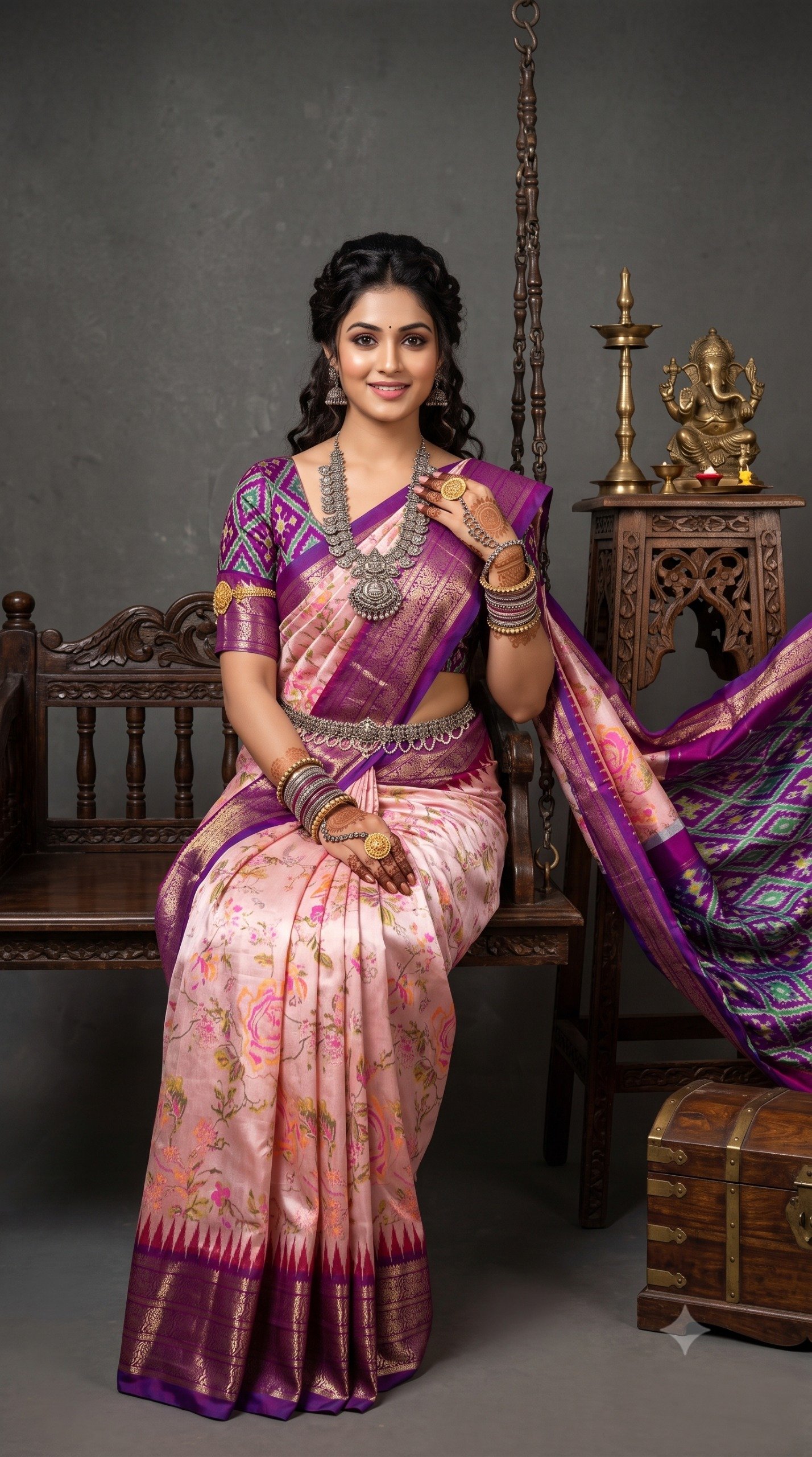 Ikat Print Saree - PANHL12-IPRSIZSDC-18