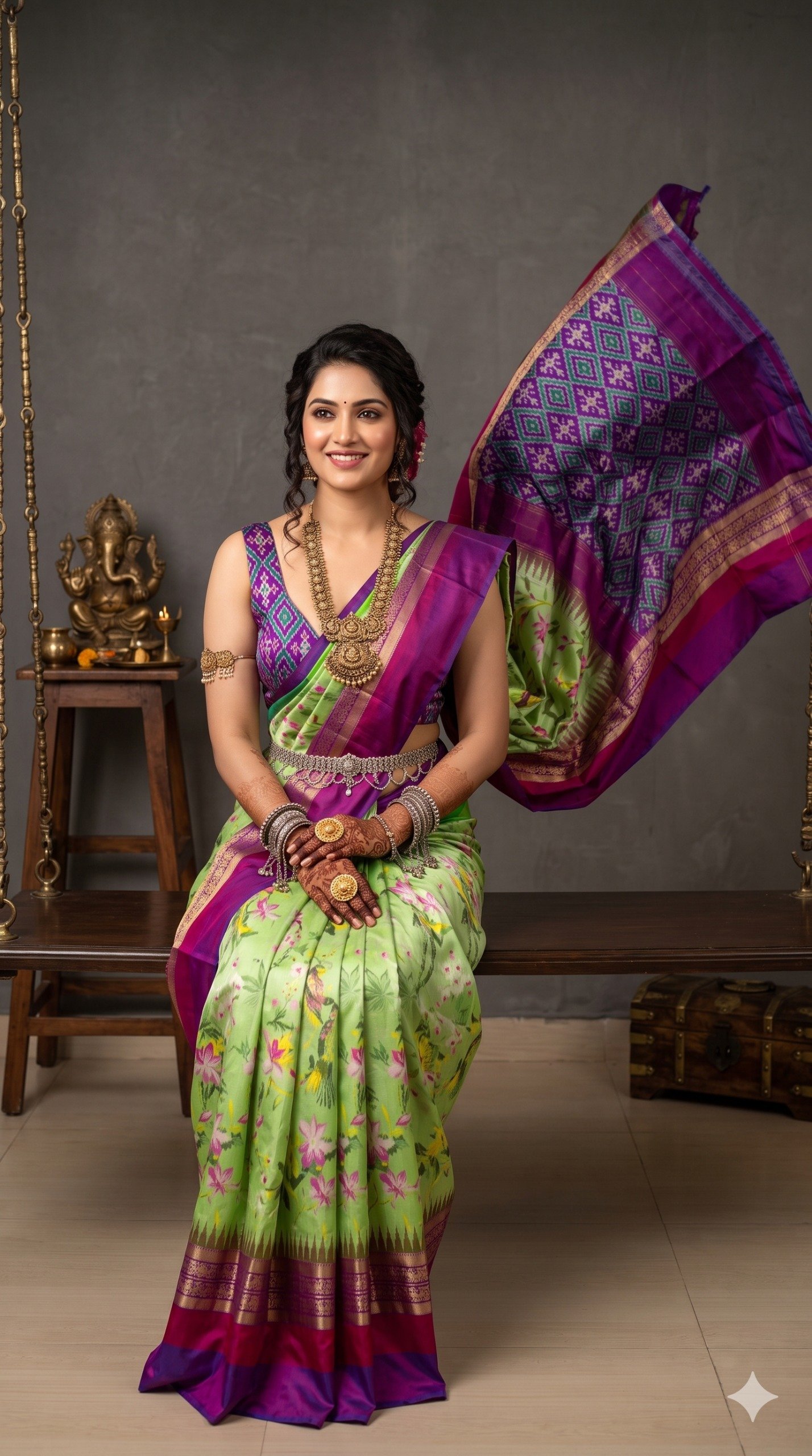 Ikat Print Saree - PANHL12-IPRSIZSDC-32