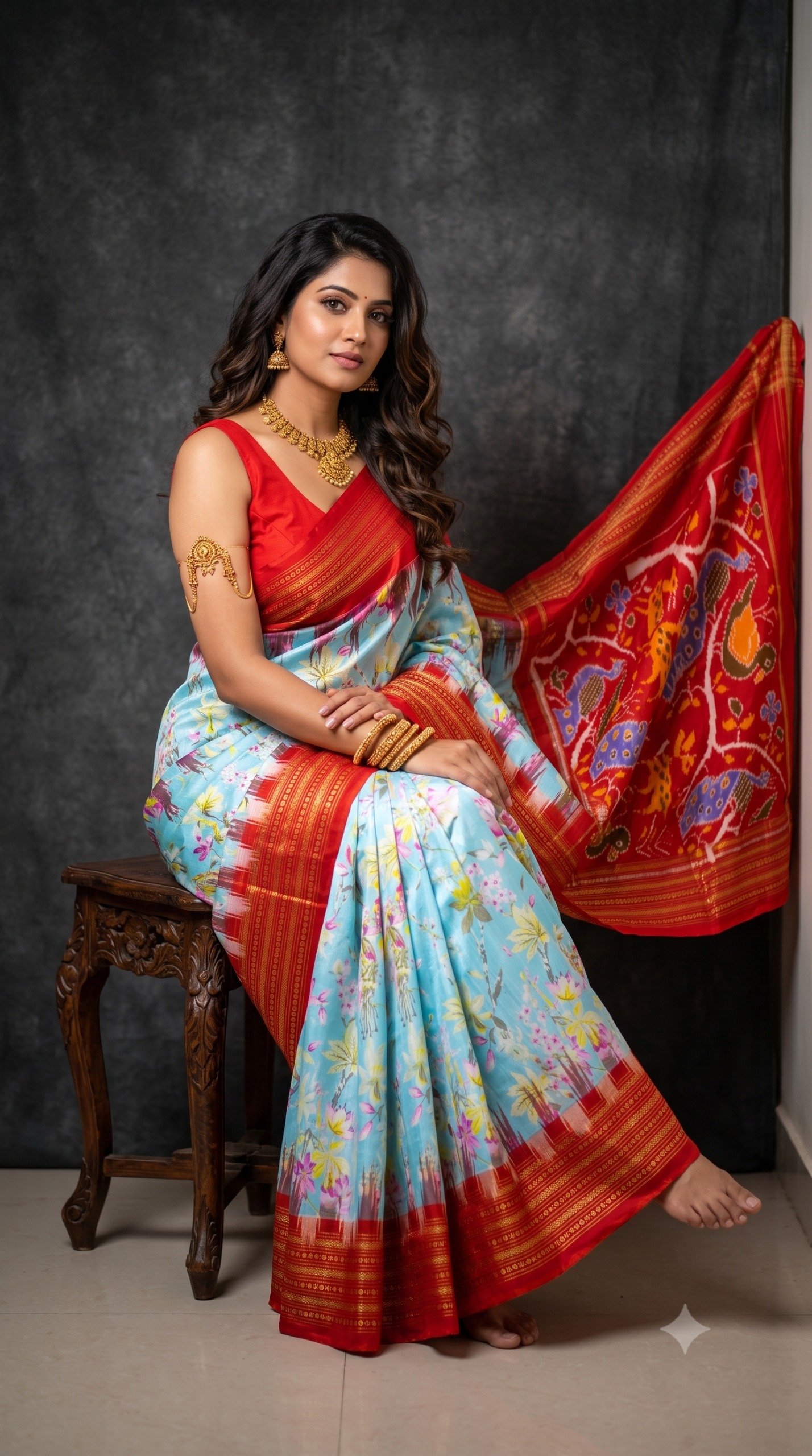 Ikat Print Saree - PANHL17-IPRSIZSDC-41