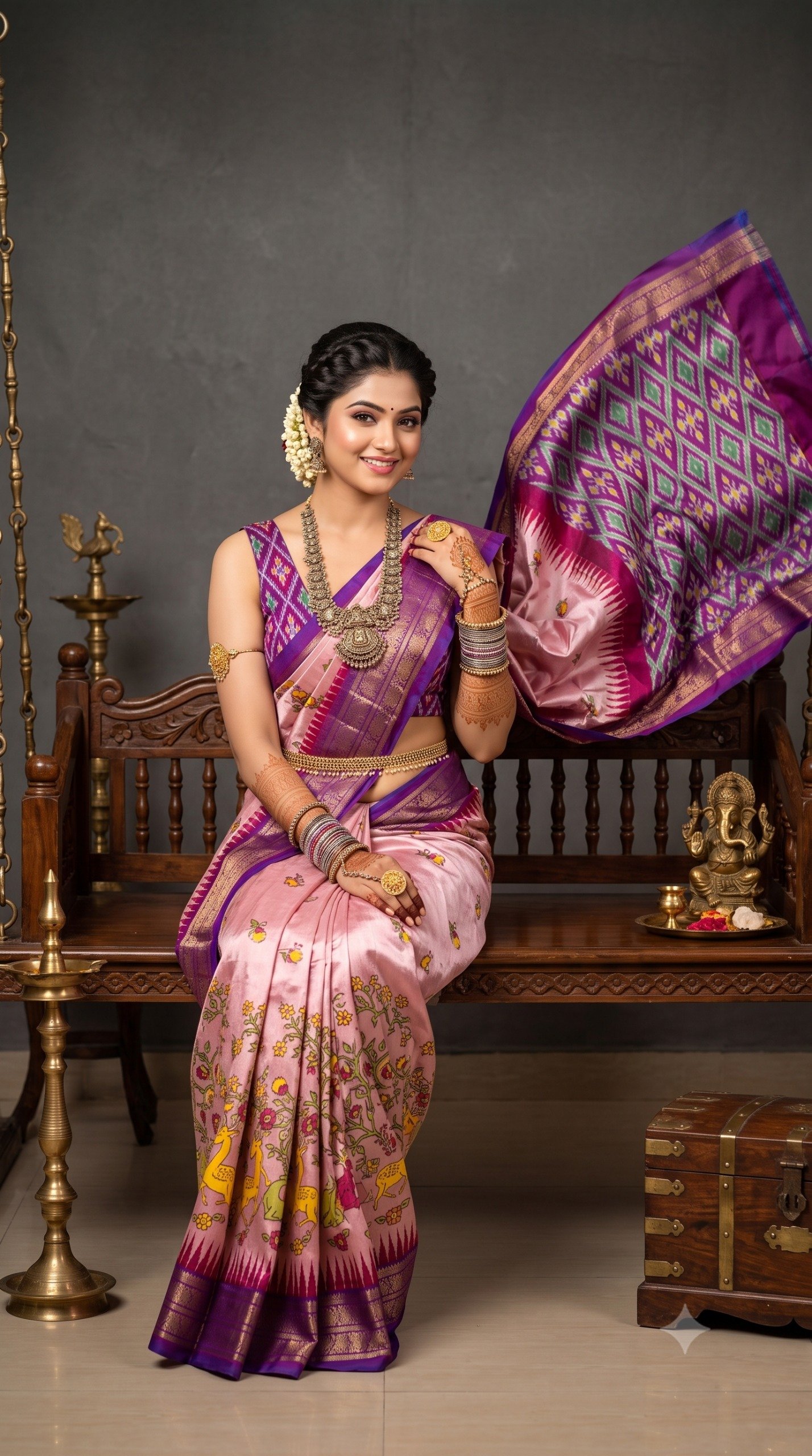 Ikat Print Saree - PANHL27-IPRSIZSDC-01