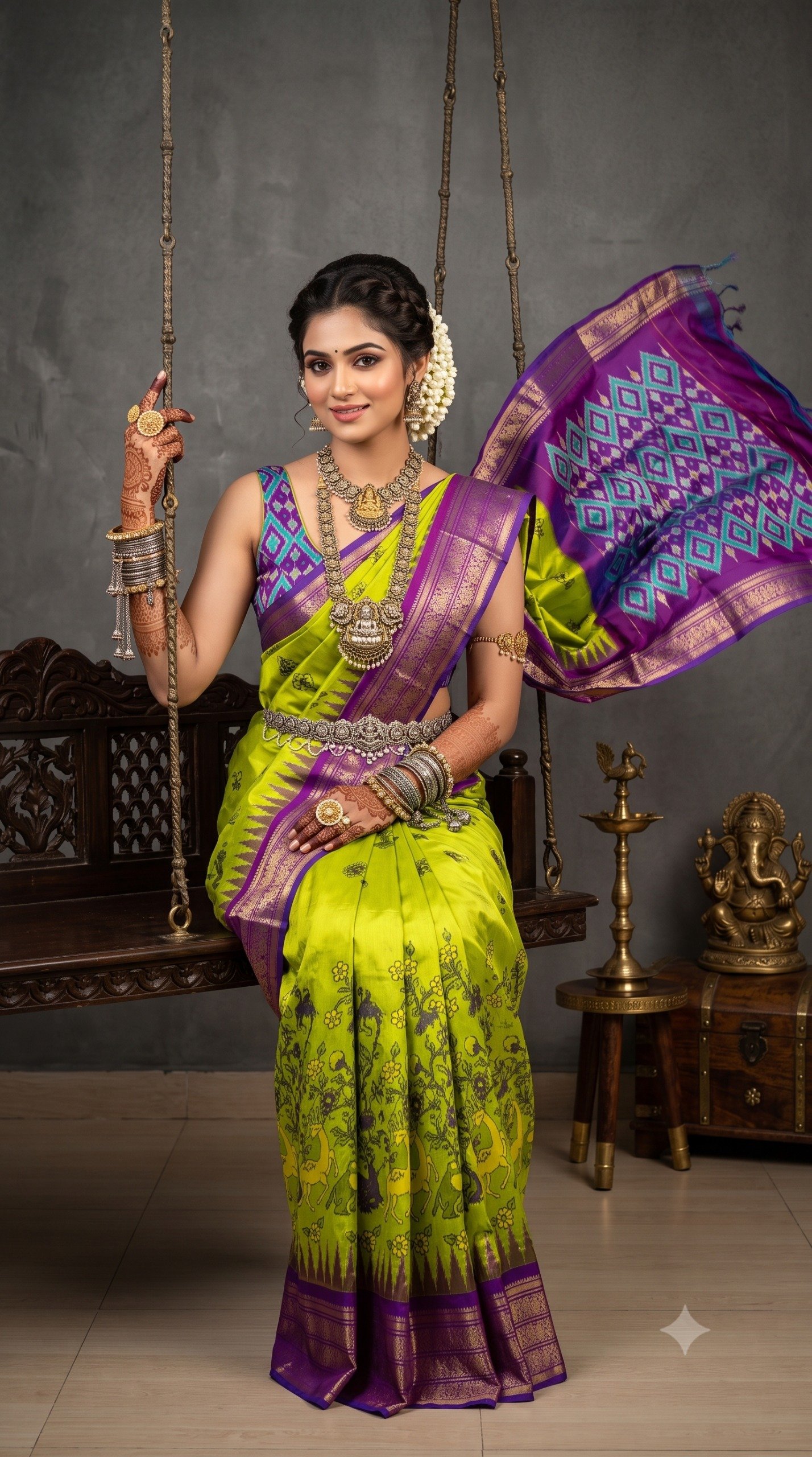 Ikat Print Saree - PANHL27-IPRSIZSDC-04