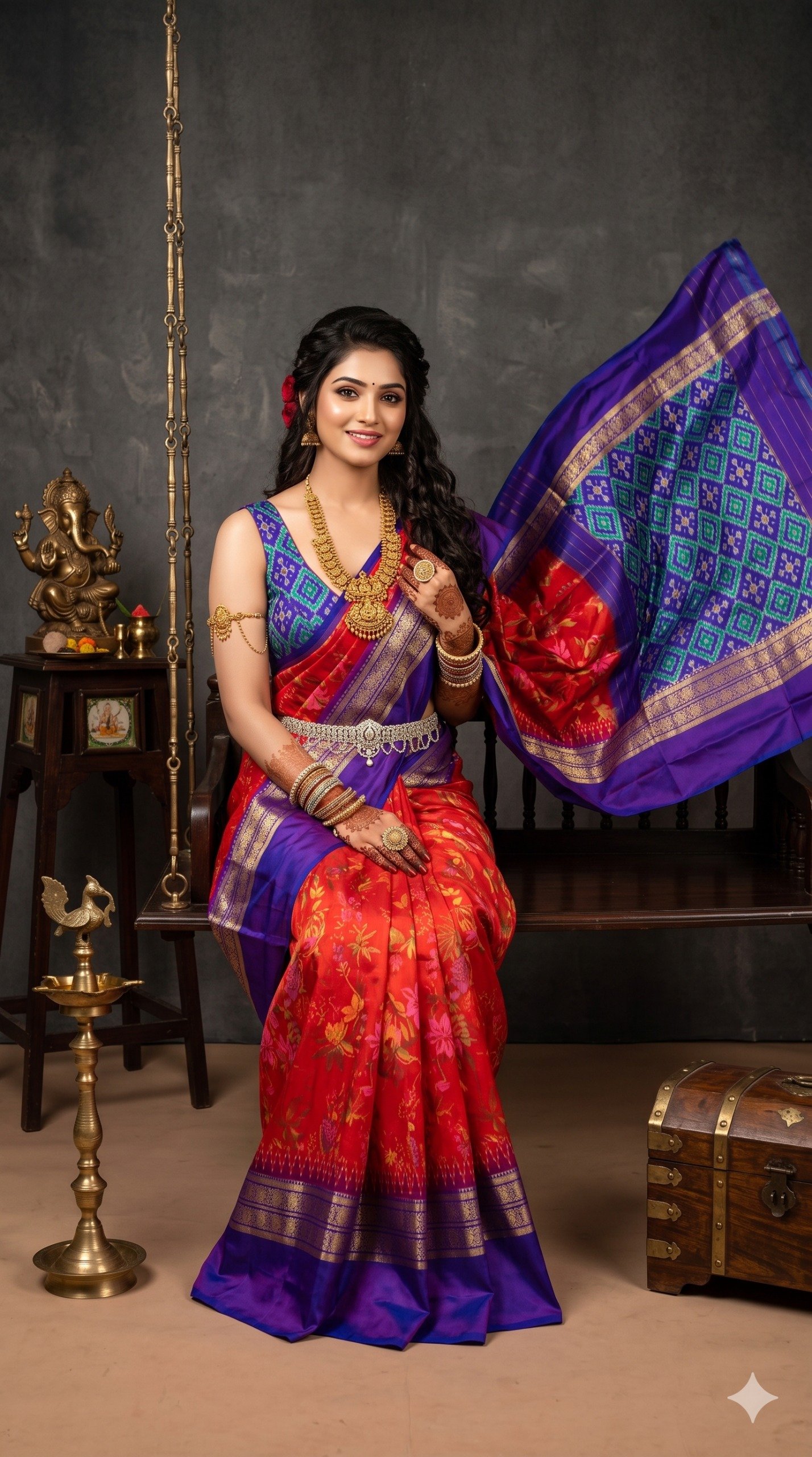 Ikat Print Saree - PANHL27-IPRSIZSDC-05