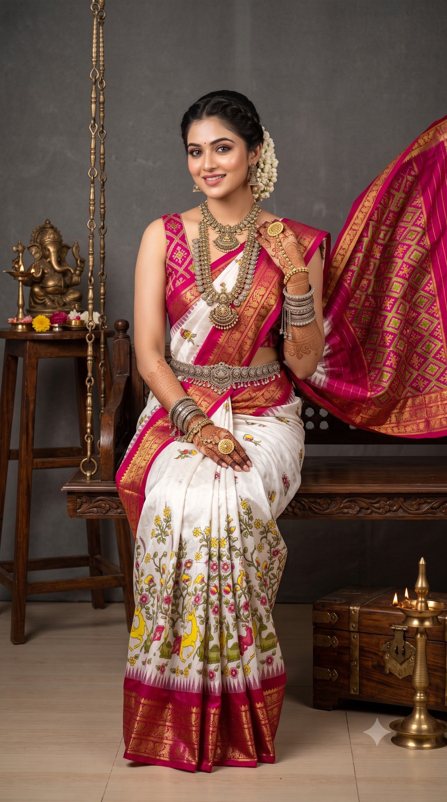 Ikat Print Saree - PANHL27-IPRSIZSDC-06