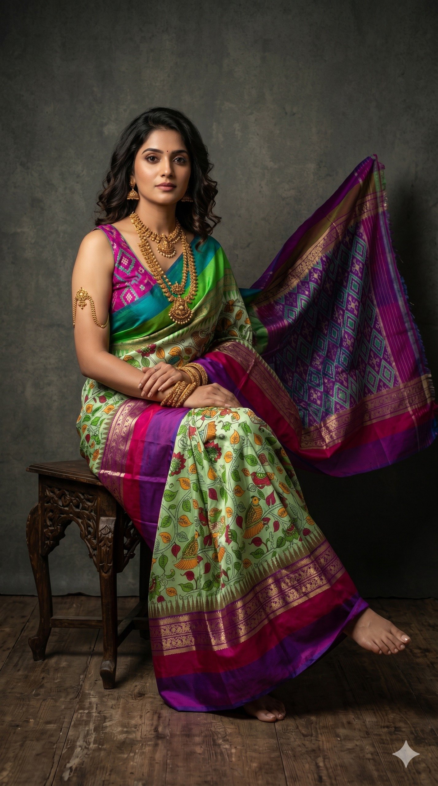 Ikat Print Saree - PANHL27-IPRSIZSDC-11