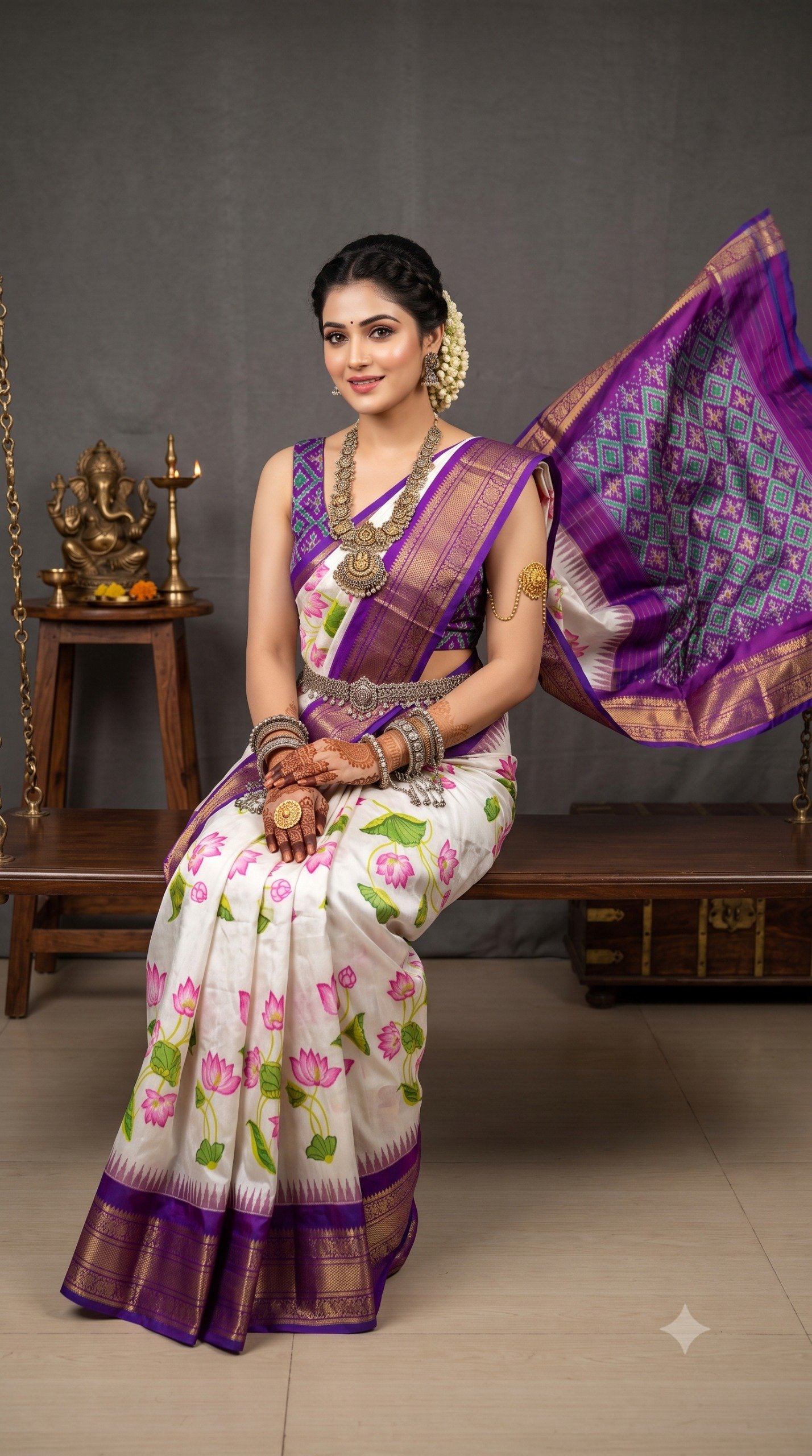 Ikat Print Saree - PANHL27-IPRSIZSDC-13