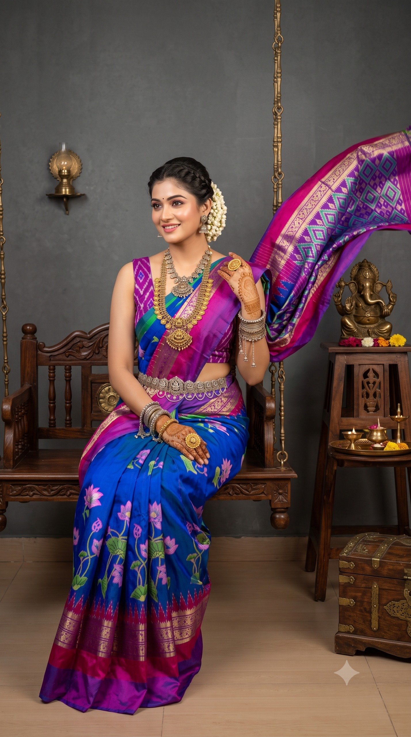 Ikat Print Saree - PANHL27-IPRSIZSDC-14