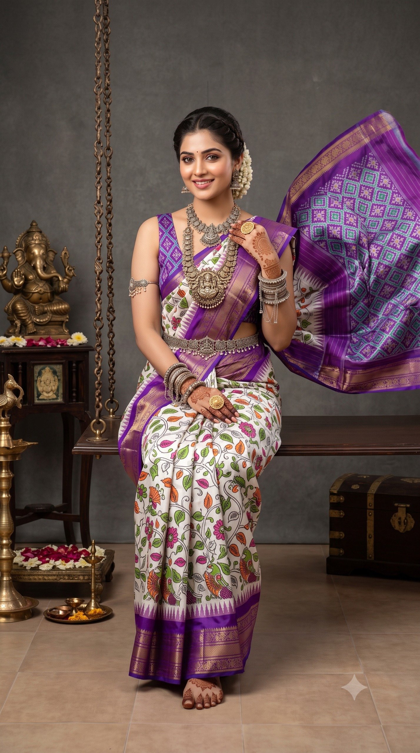 Ikat Print Saree - PANHL27-IPRSIZSDC-15