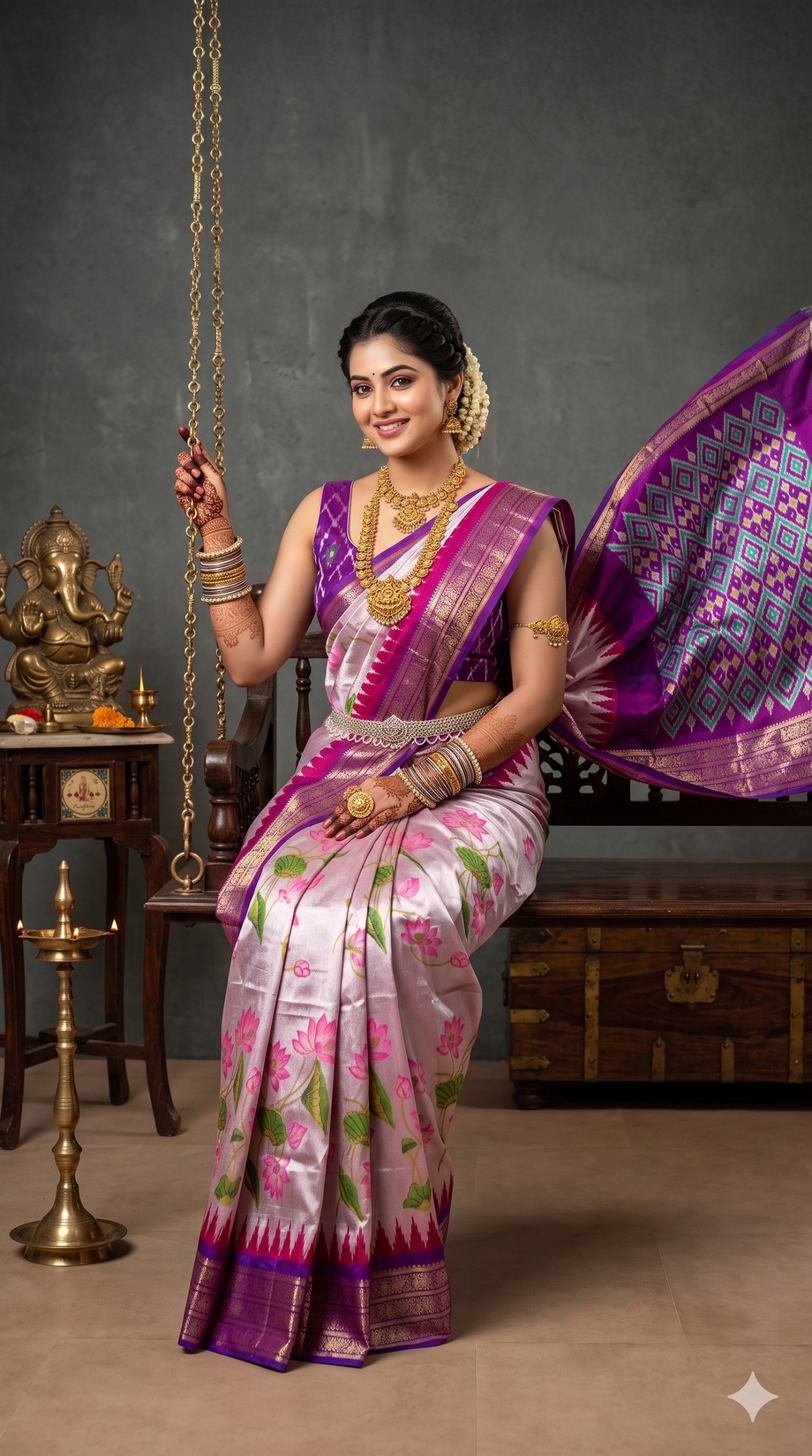 Ikat Print Saree - PANHL27-IPRSIZSDC-17
