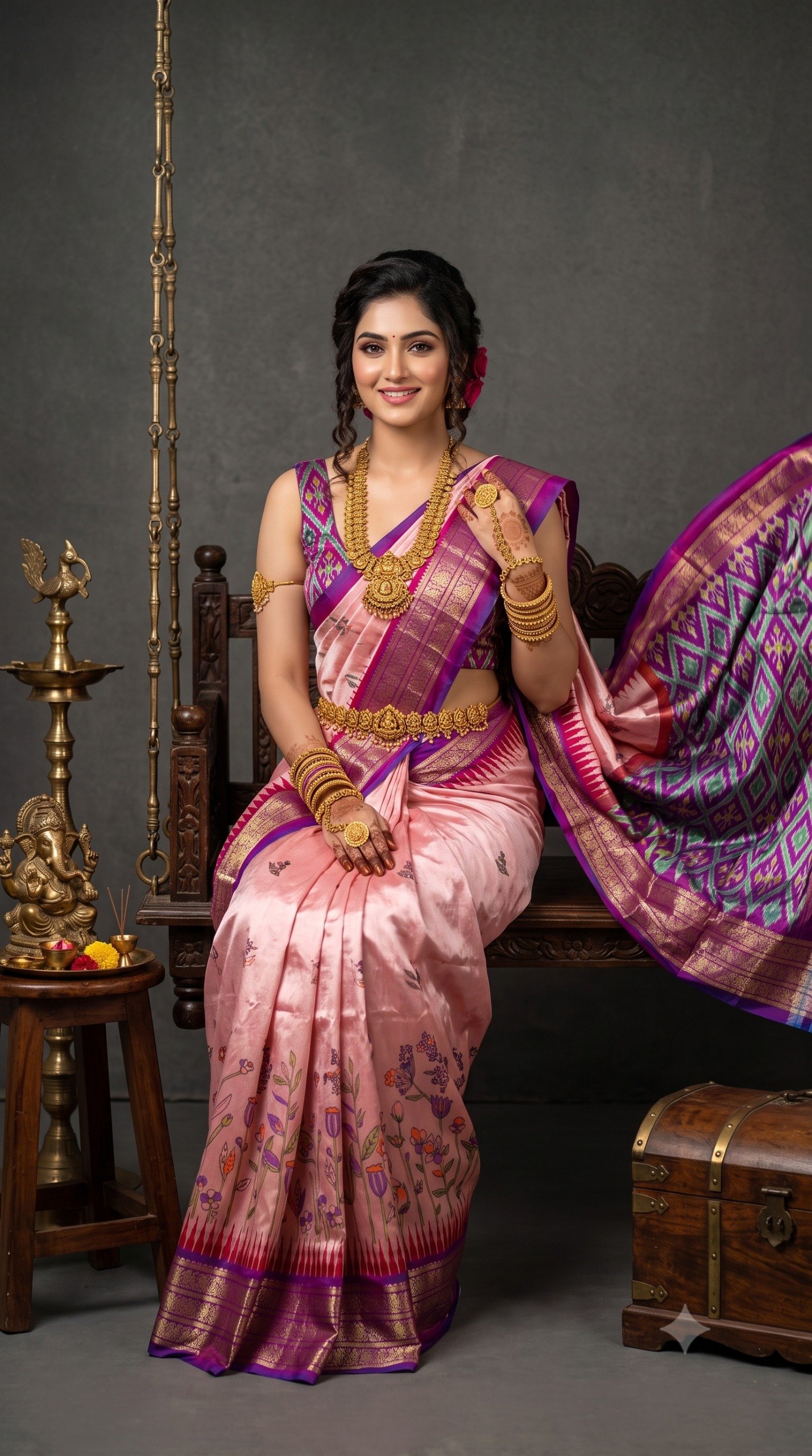 Ikat Print Saree - PANHL27-IPRSIZSDC-18