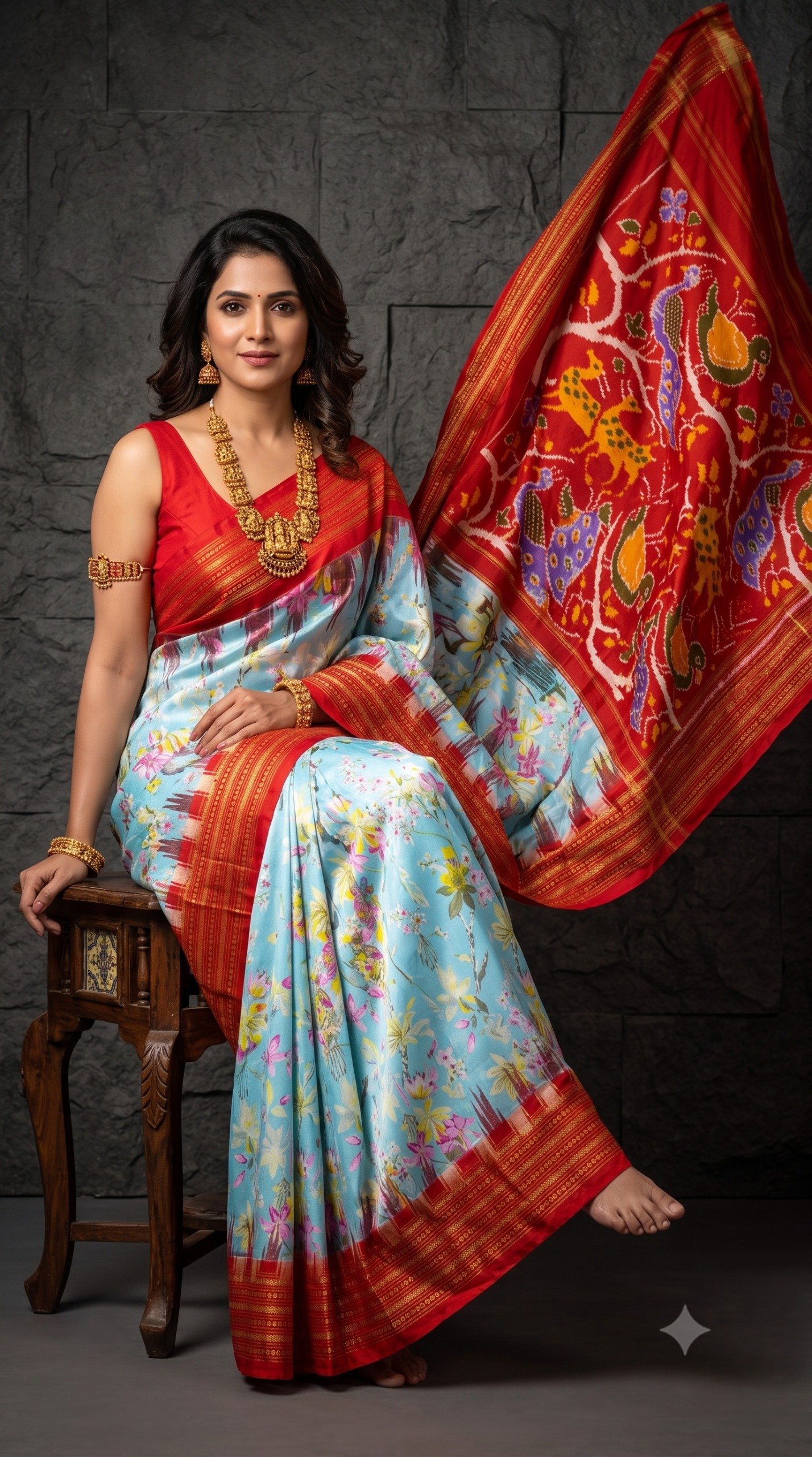 Ikat Print Saree - PANHL27-IPRSIZSDC-19