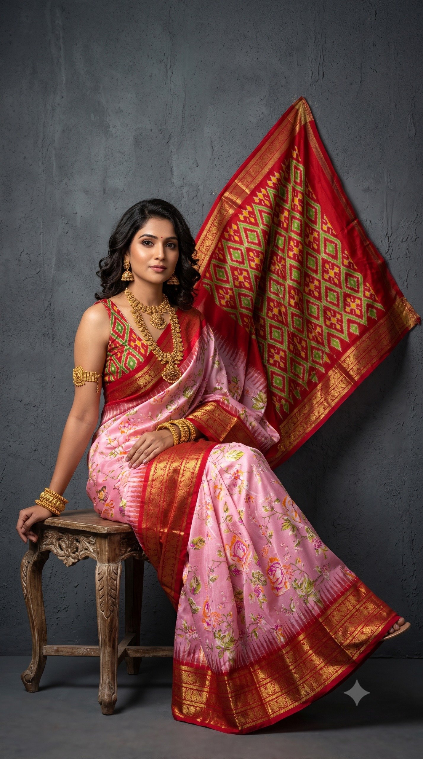 Ikat Print Saree - PANHL27-IPRSIZSDC-20