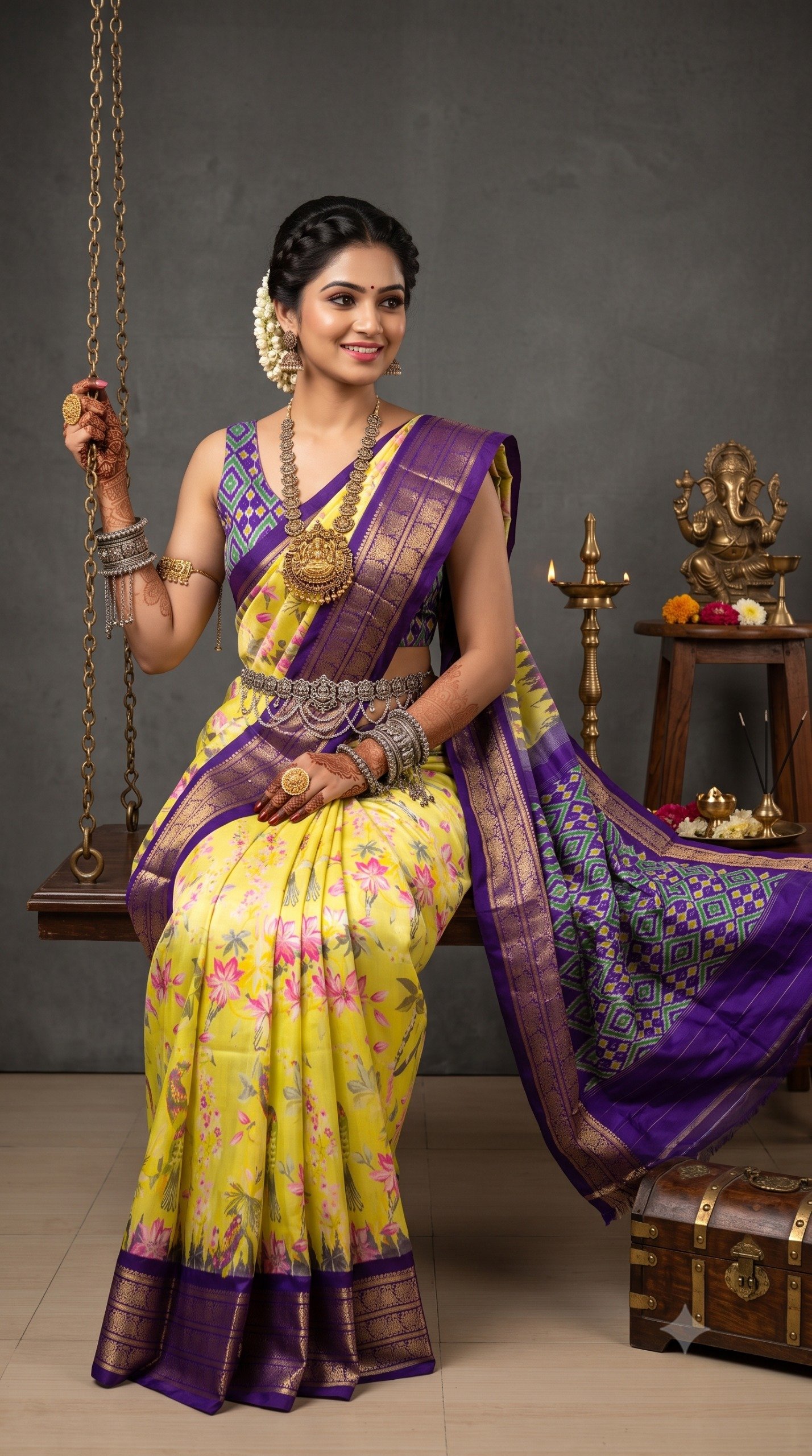 Ikat Print Saree - PANHL27-IPRSIZSDC-21