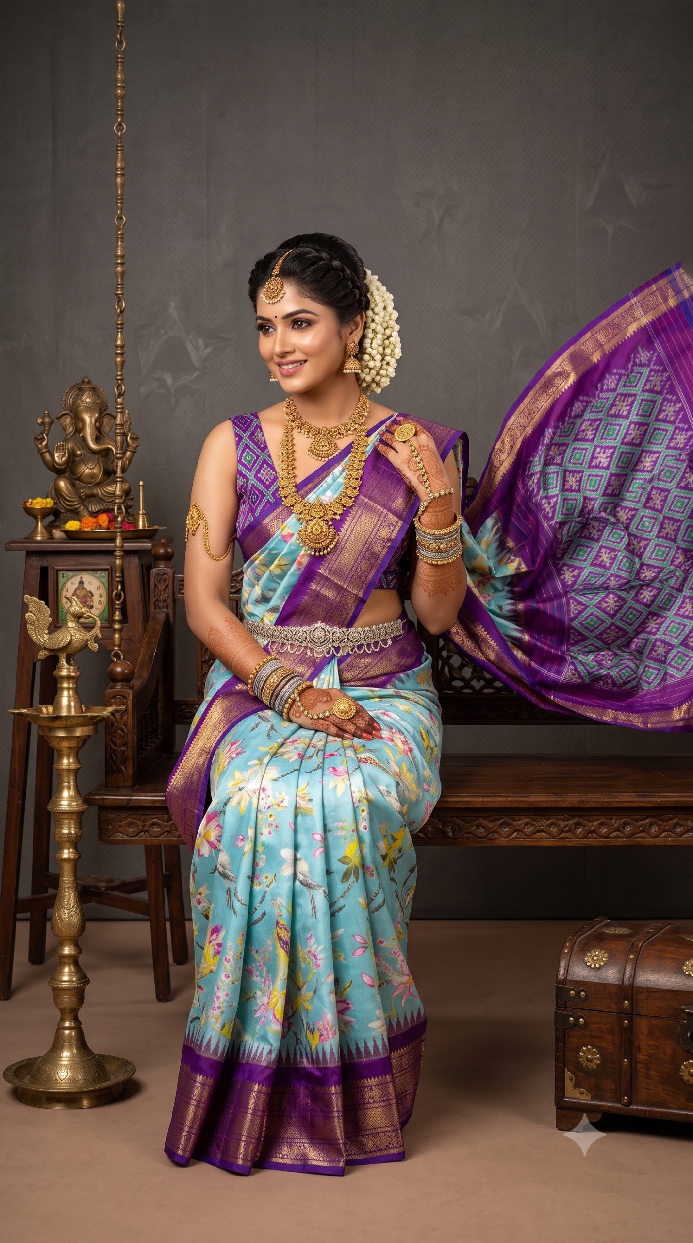 Ikat Print Saree - PANHL27-IPRSIZSDC-22