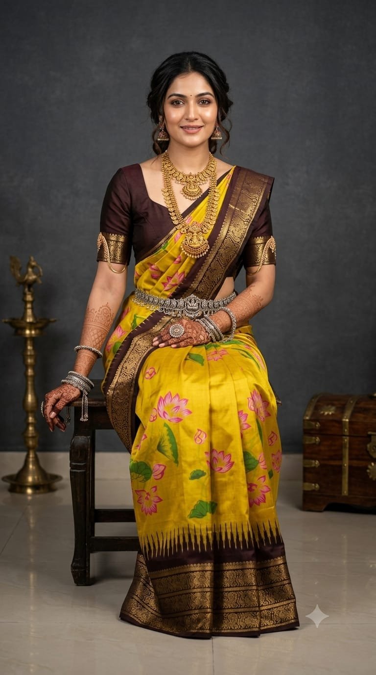 Ikat Print Saree - PANHO13-IPRSIZBDC-03