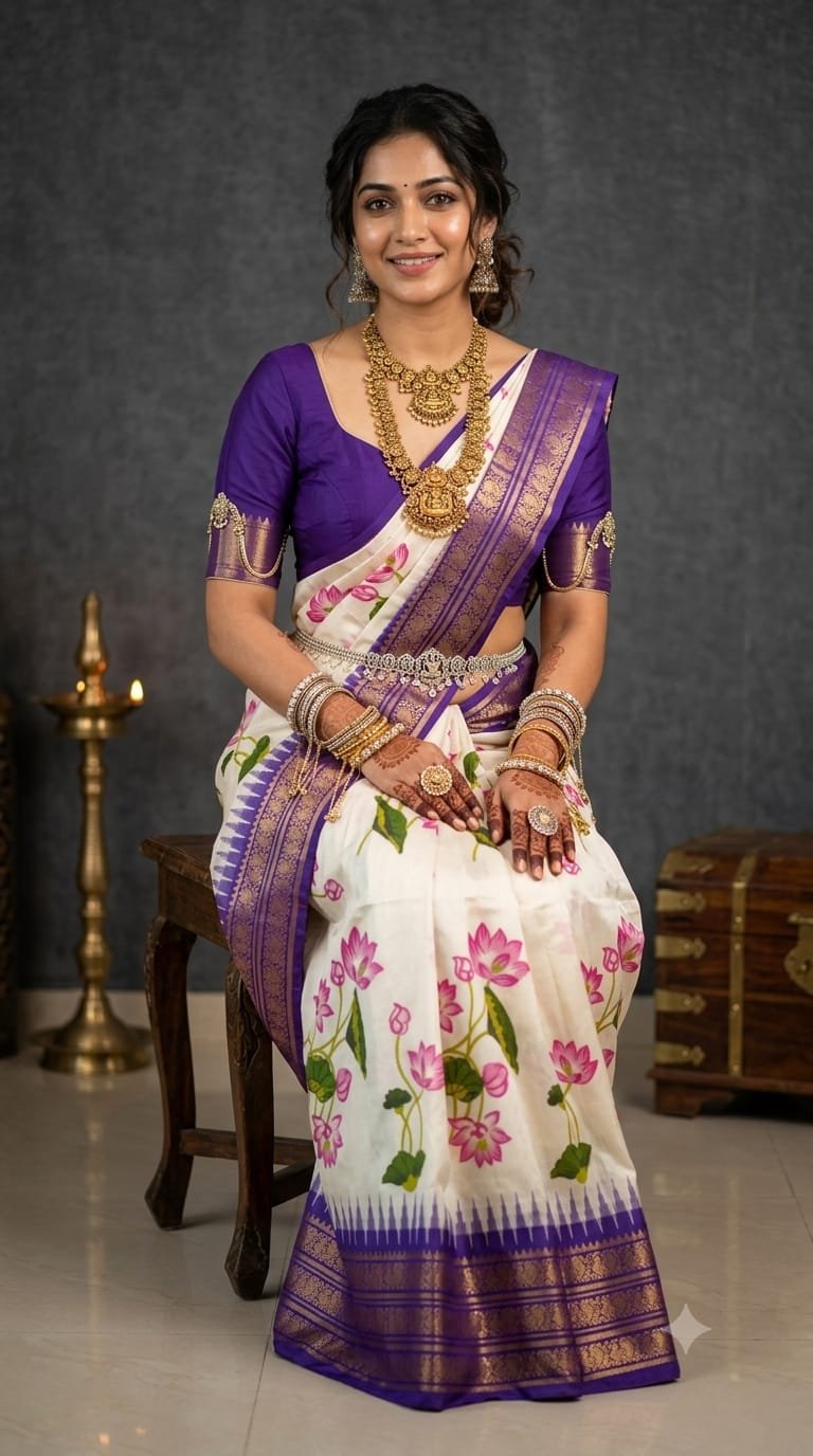 Ikat Print Saree - PANHO15-IPRSIZBDD-02