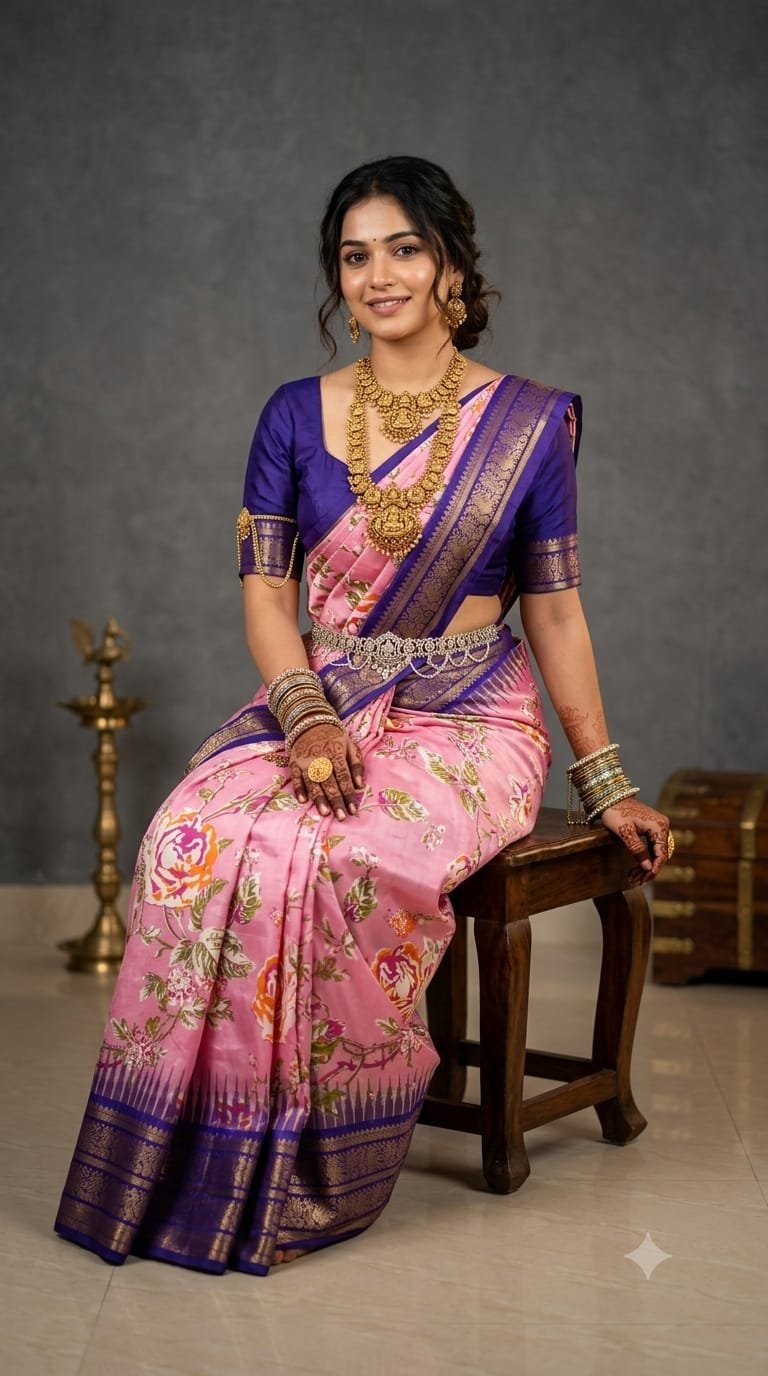 Ikat Print Saree - PANHO15-IPRSIZBDD-05