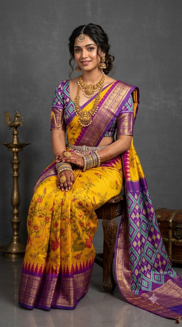 Ikat Print Saree - PANHO15-IPRSIZBDD-17