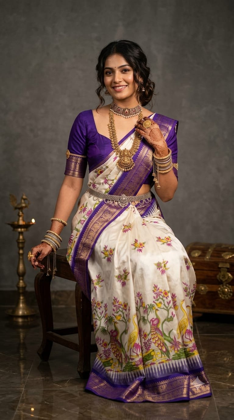 Ikat Print Saree - PANHO15-IPRSIZBDD-19