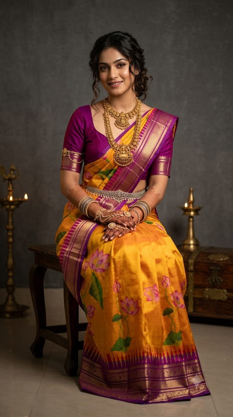 Ikat Print Saree - PANHO15-IPRSIZBDD-21