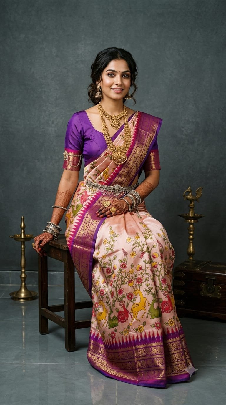 Ikat Print Saree - PANHO15-IPRSIZBDD-24