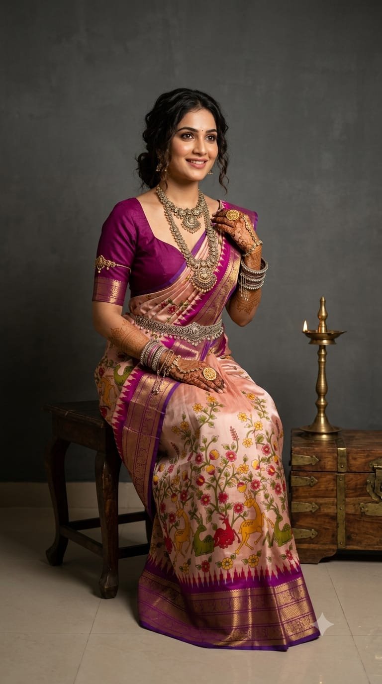 Ikat Print Saree - PANHO15-IPRSIZBDD-25