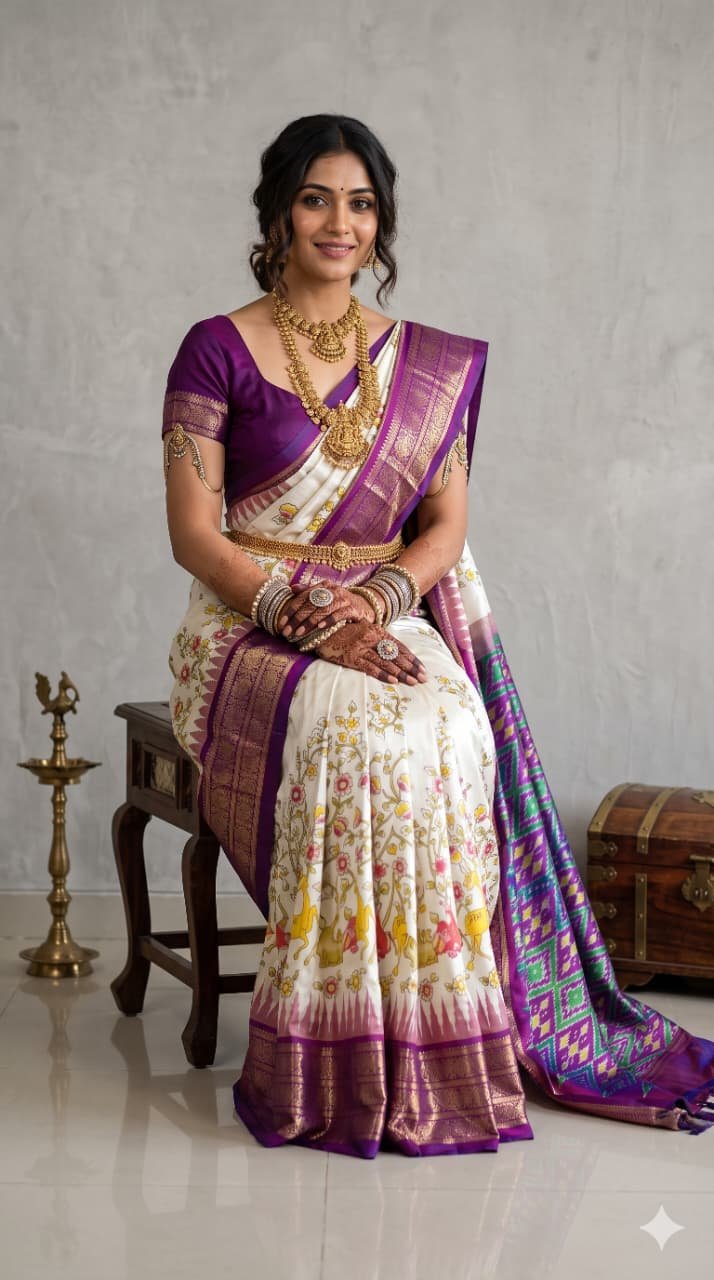 Ikat Print Saree - PANHO21-IPRSIZBDC-12