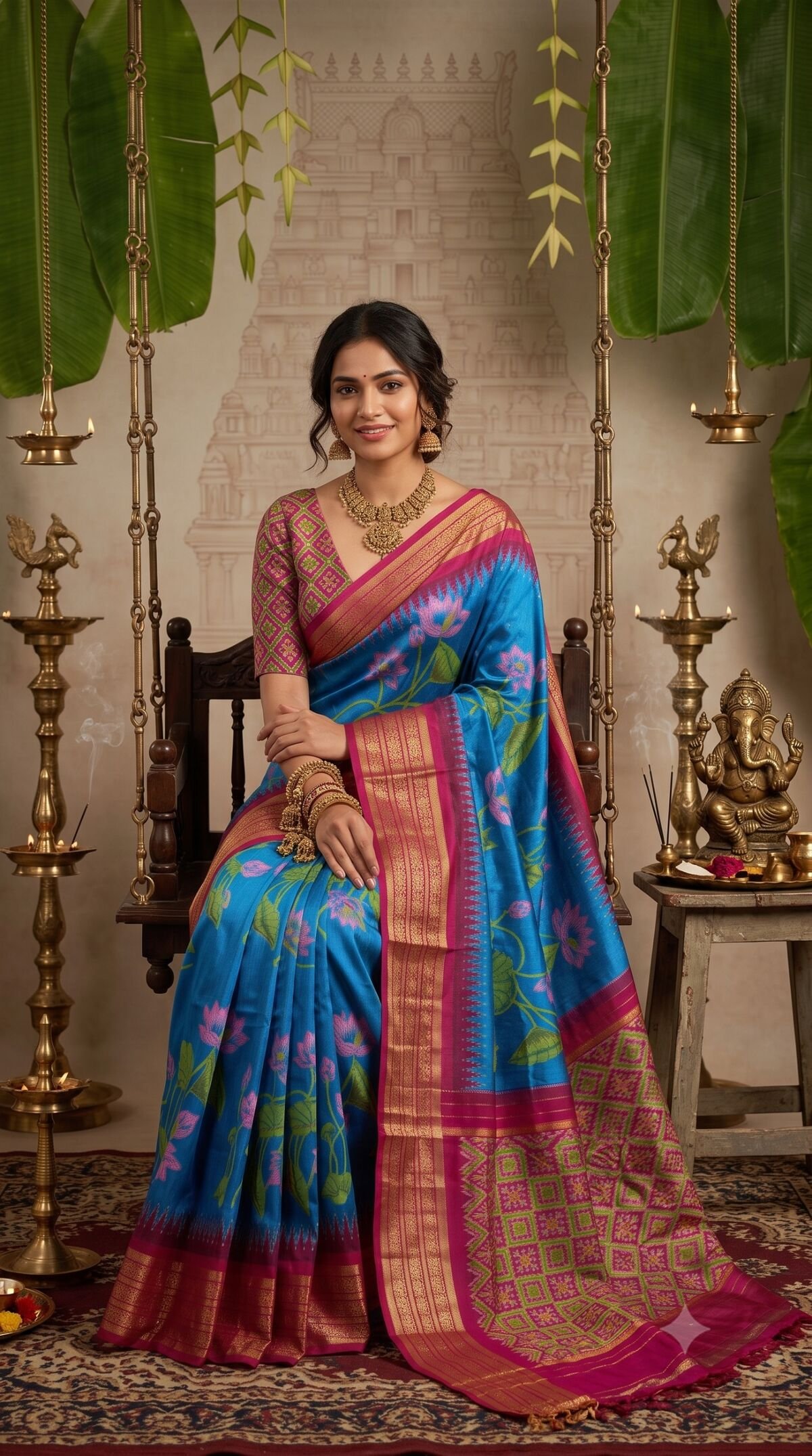 Ikat Print Saree - PANHS10-IPRSIZSCD-06