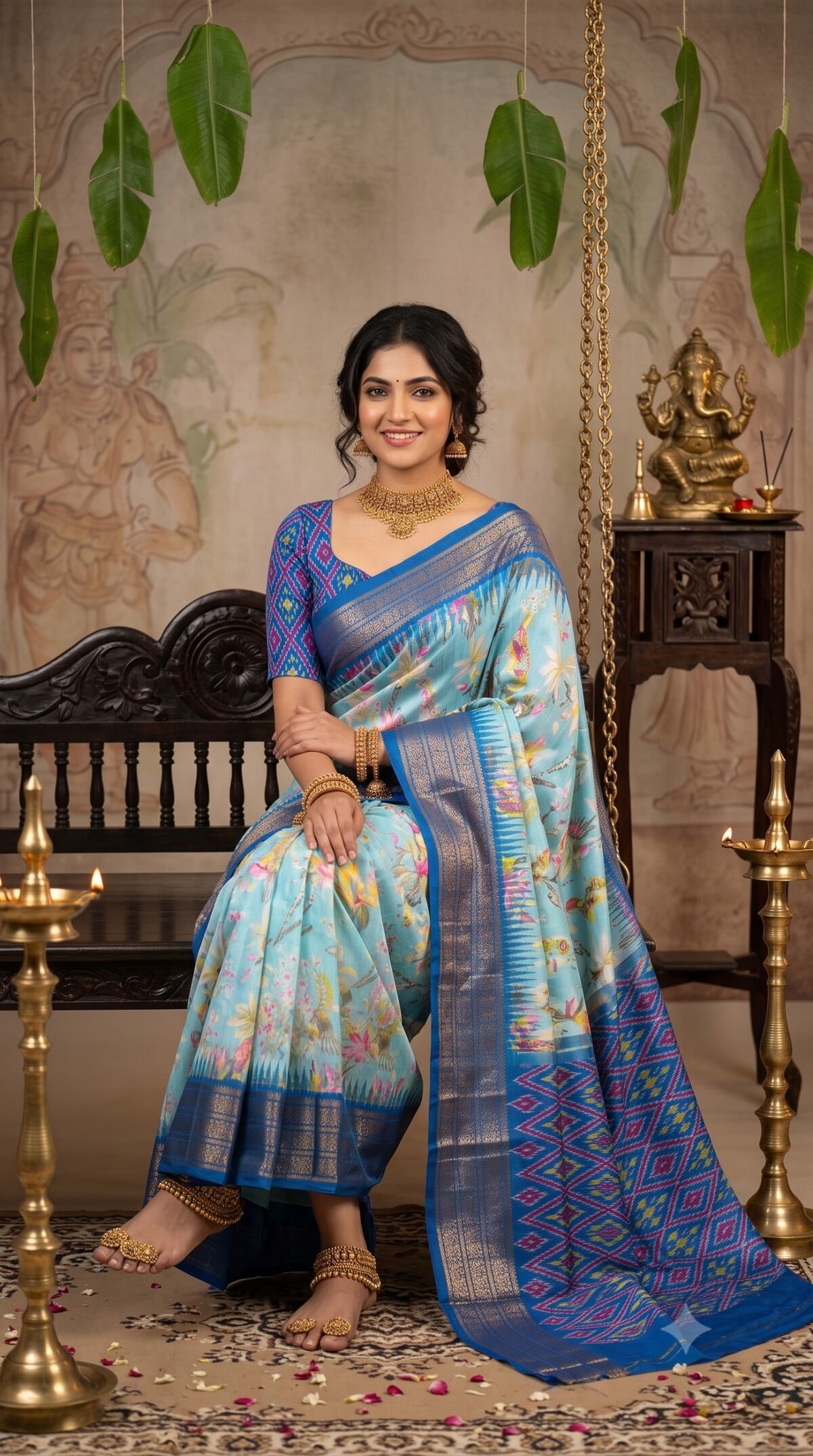 Ikat Print Saree - PANHS10-IPRSIZSCD-07