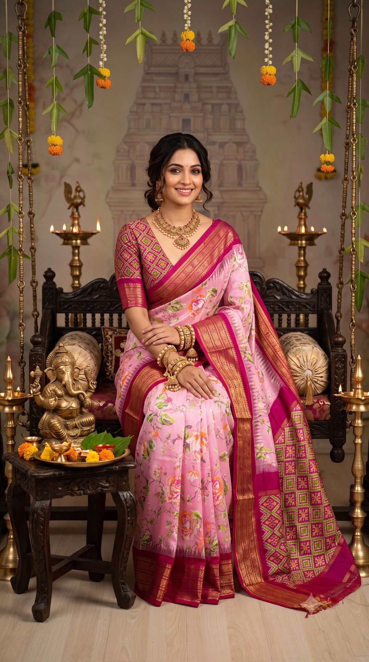 Ikat Print Saree - PANHS10-IPRSIZSCD-10