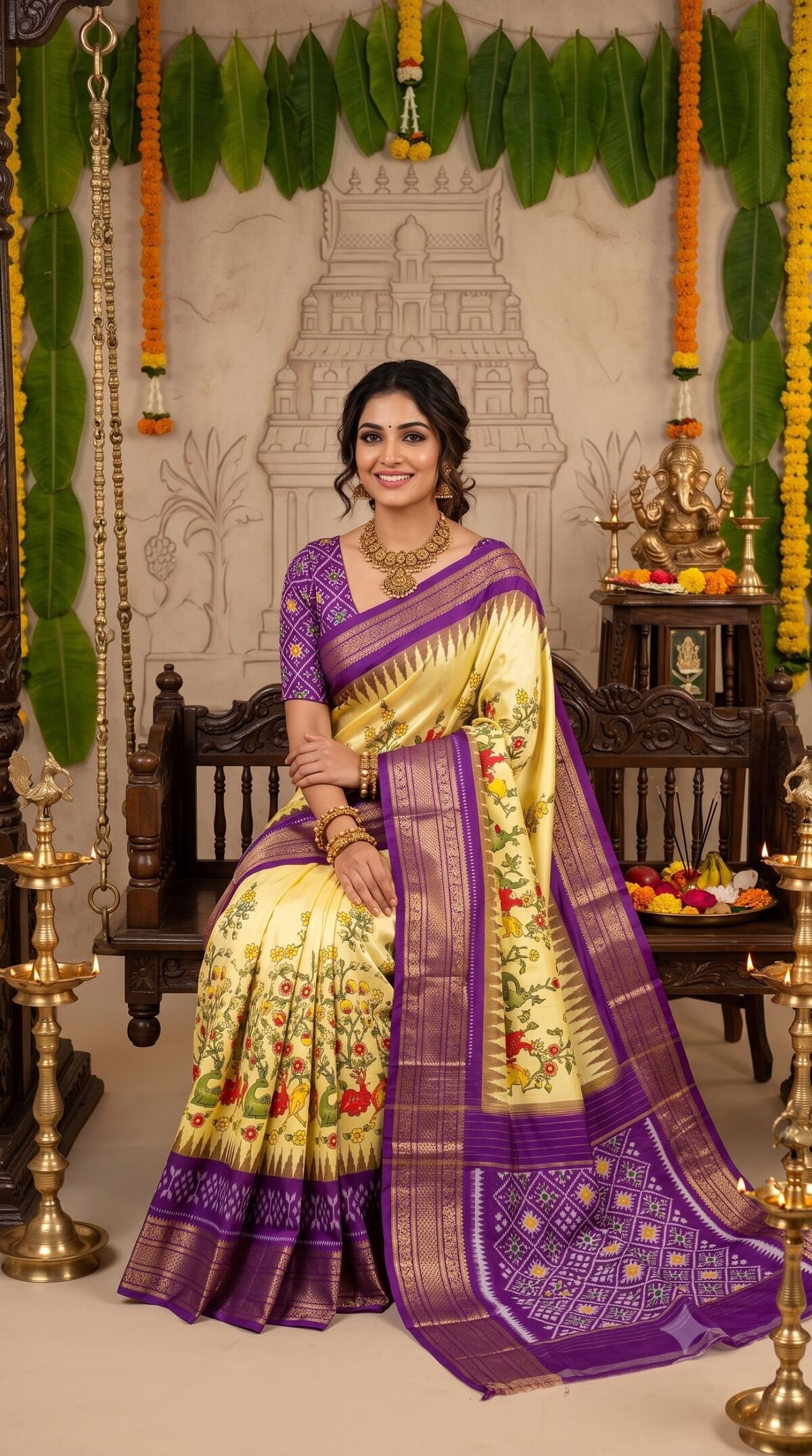 Ikat Print Saree - PANHS10-IPRSIZSCD-12