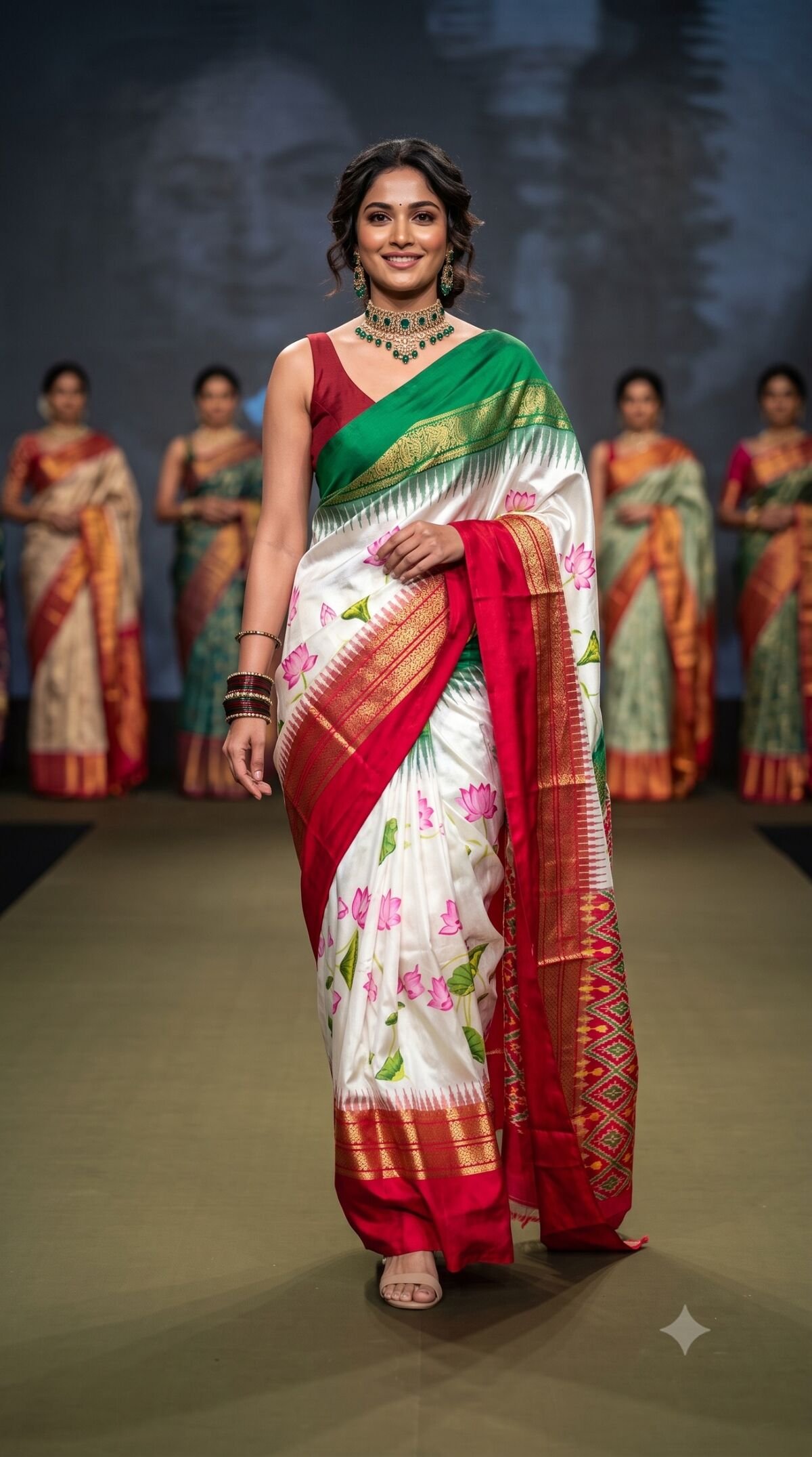 Ikat Print Saree - PANHS10-IPRSIZSCD-17