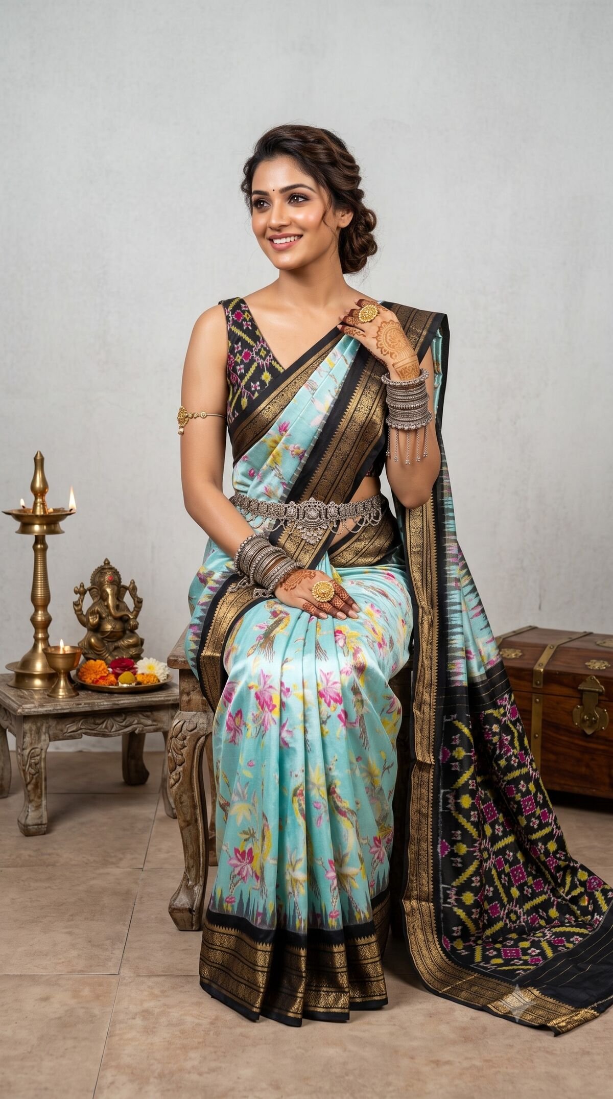 Ikat Print Saree - PANHS10-IPRSIZSCD-20