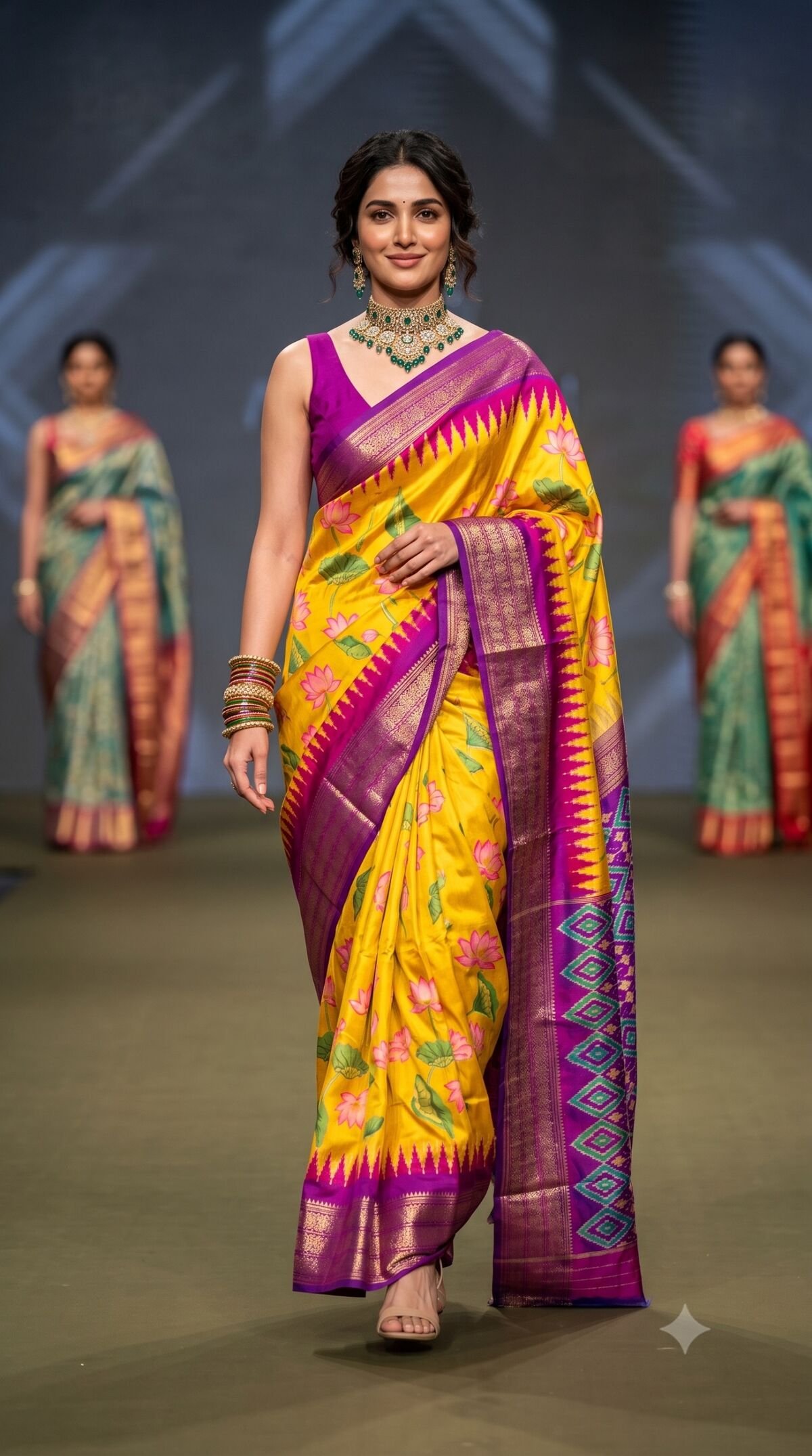Ikat Print Saree - PANHS10-IPRSIZSCD-21