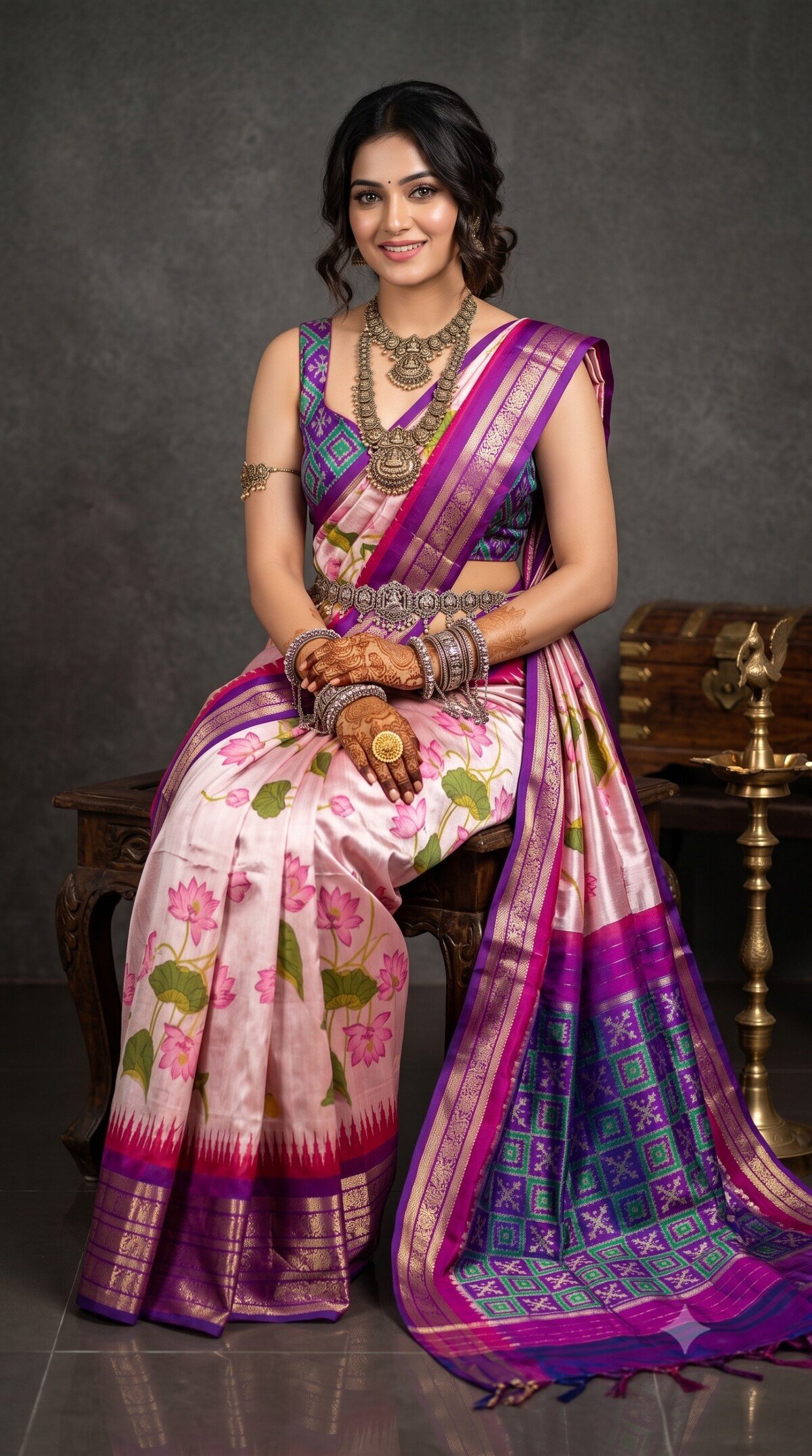 Ikat Print Saree - PANHS15-IPRSIZSCD-09