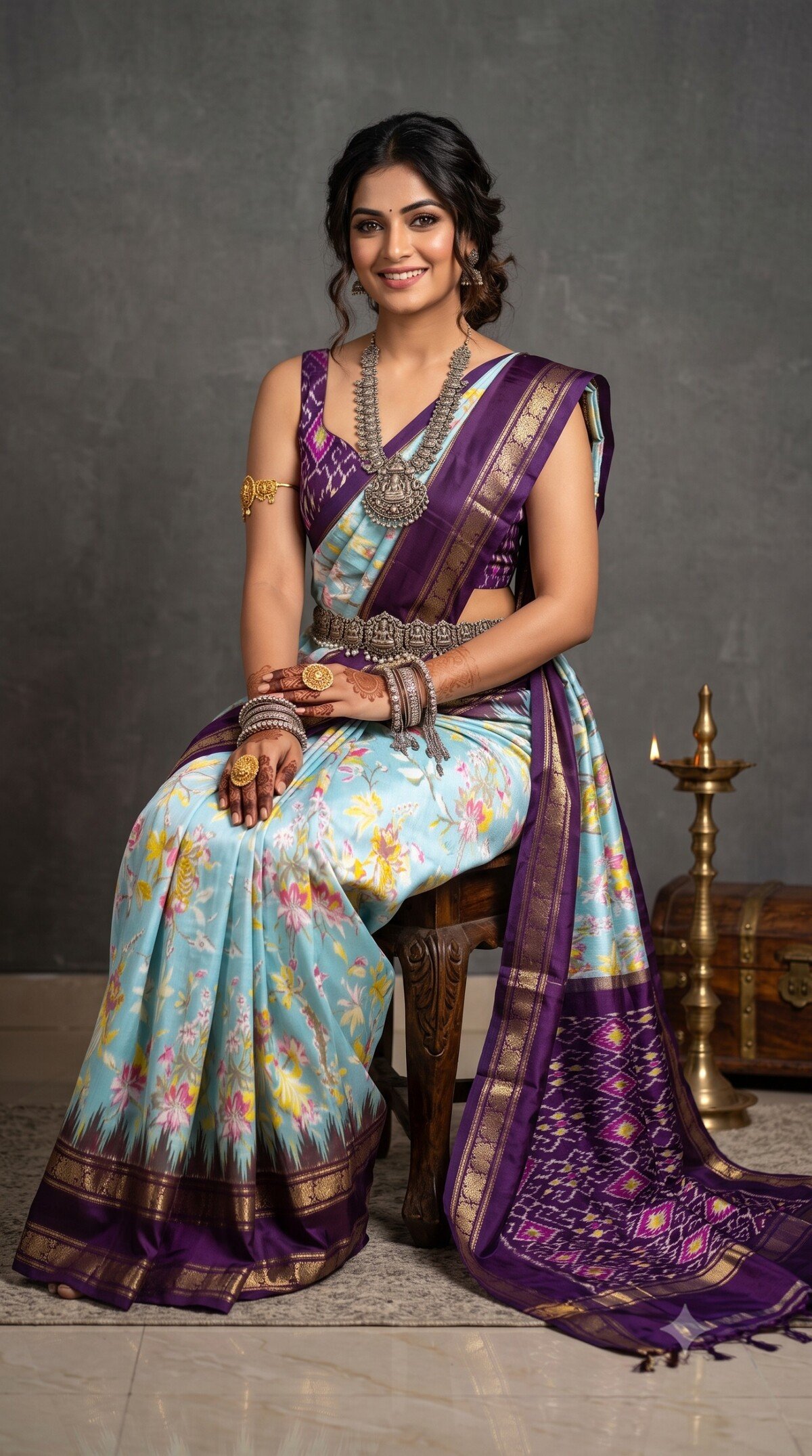 Ikat Print Saree - PANHS15-IPRSIZSCD-24