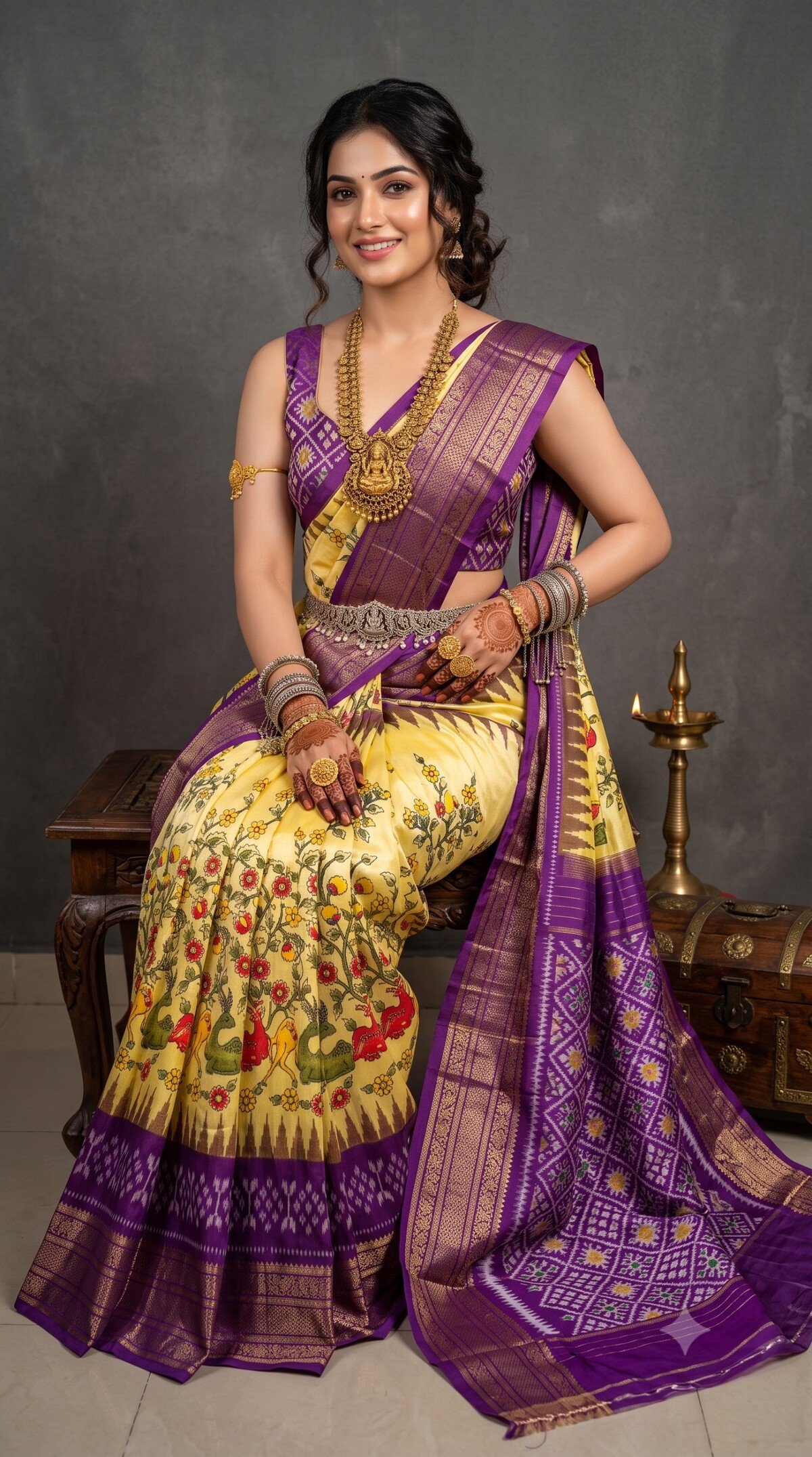 Ikat Print Saree - PANHS15-IPRSIZSCD-25