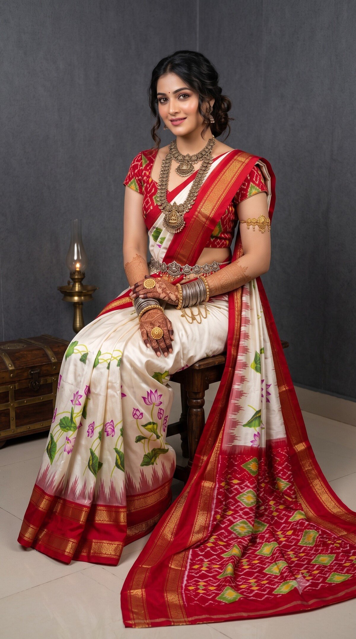 Ikat Print Saree - PANHS15-IPRSIZSCD-28