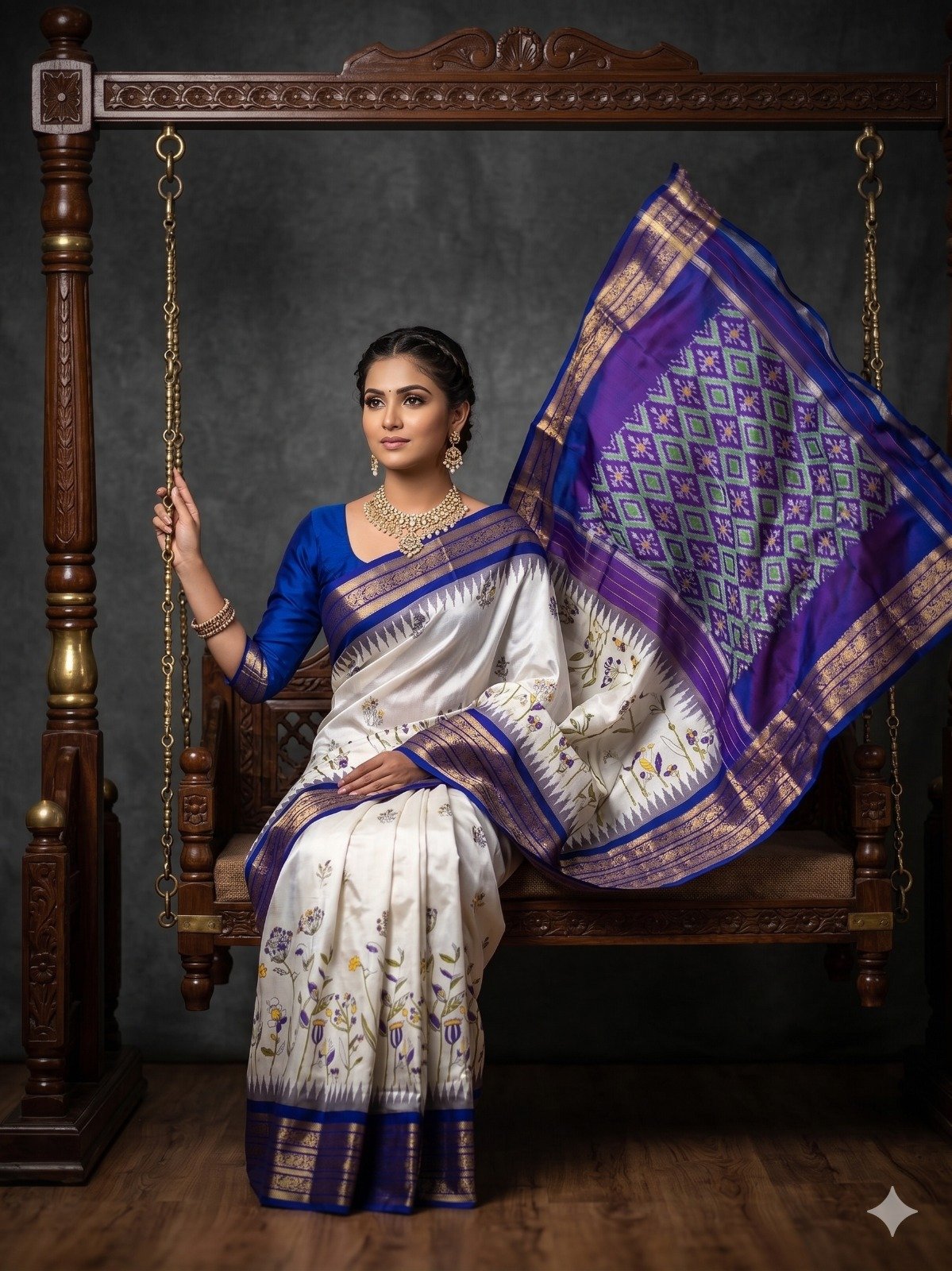 Ikat print saree - PANHY14-IPRSIZSCD-01