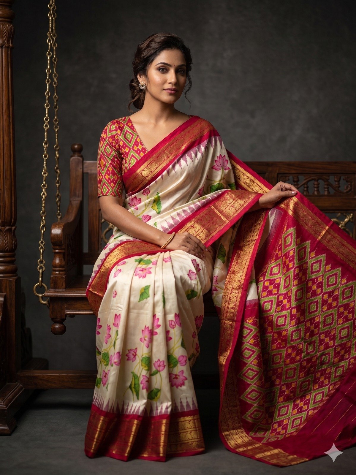 Ikat print saree - PANHY14-IPRSIZSCD-08