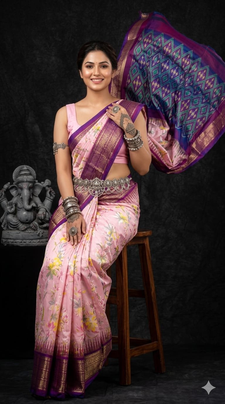 Ikat print saree - PANHY17-IPRSIZSCC-02