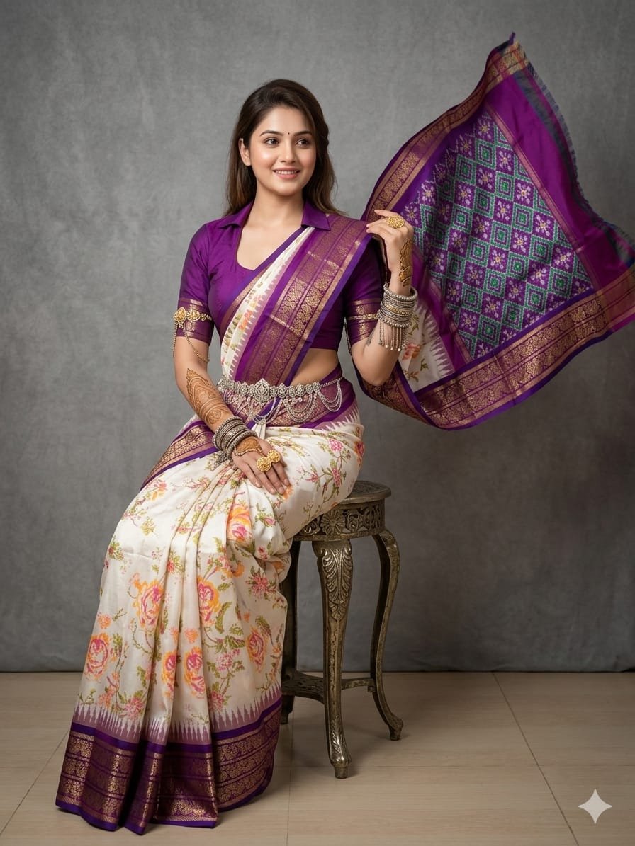 Ikat print saree - PANHY17-IPRSIZSCC-08