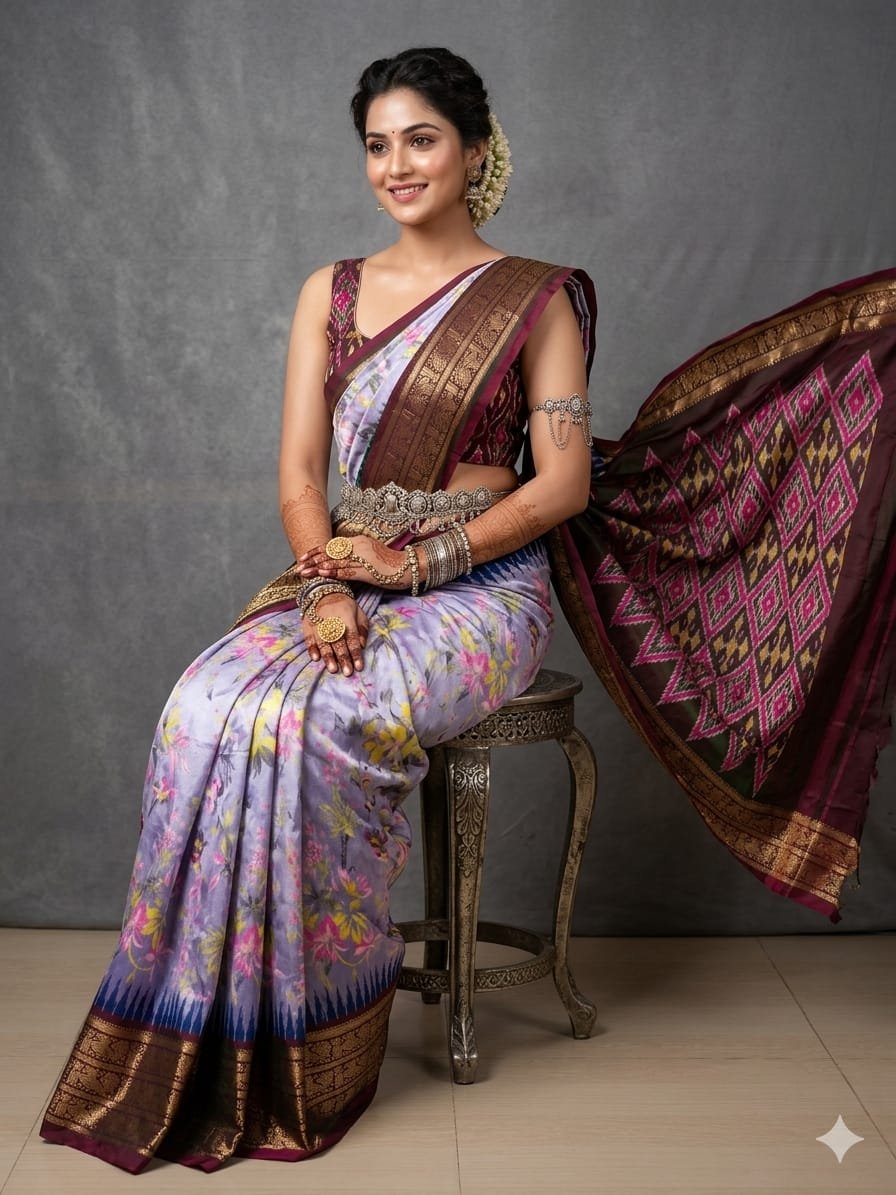 Ikat print saree - PANHY17-IPRSIZSCC-09