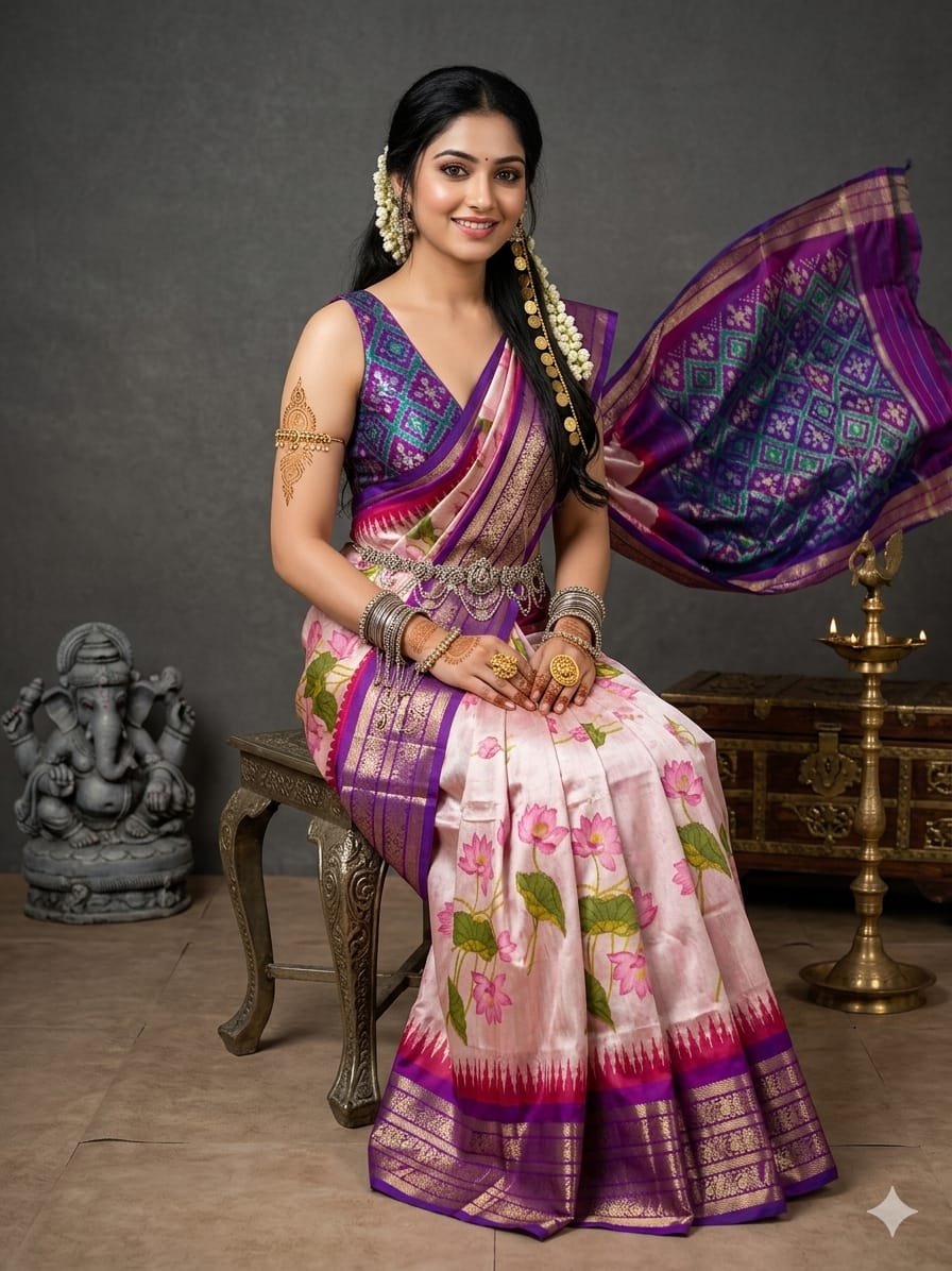 Ikat print saree - PANHY17-IPRSIZSCC-10