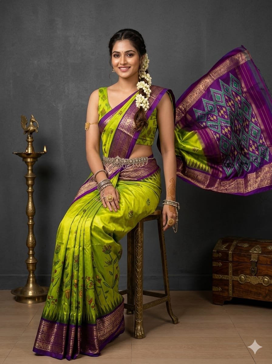 Ikat print saree - PANHY17-IPRSIZSCC-11