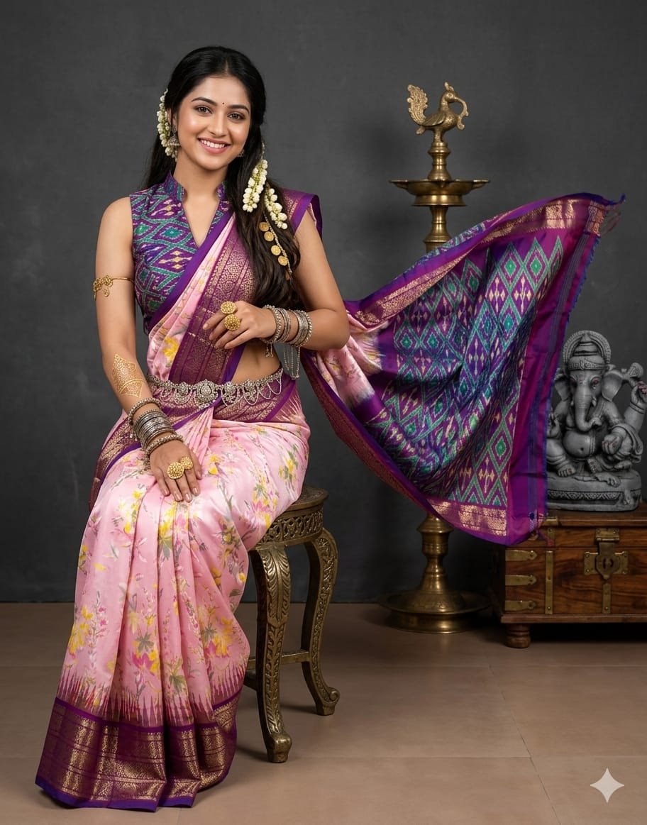 Ikat print saree - PANHY17-IPRSIZSCC-12