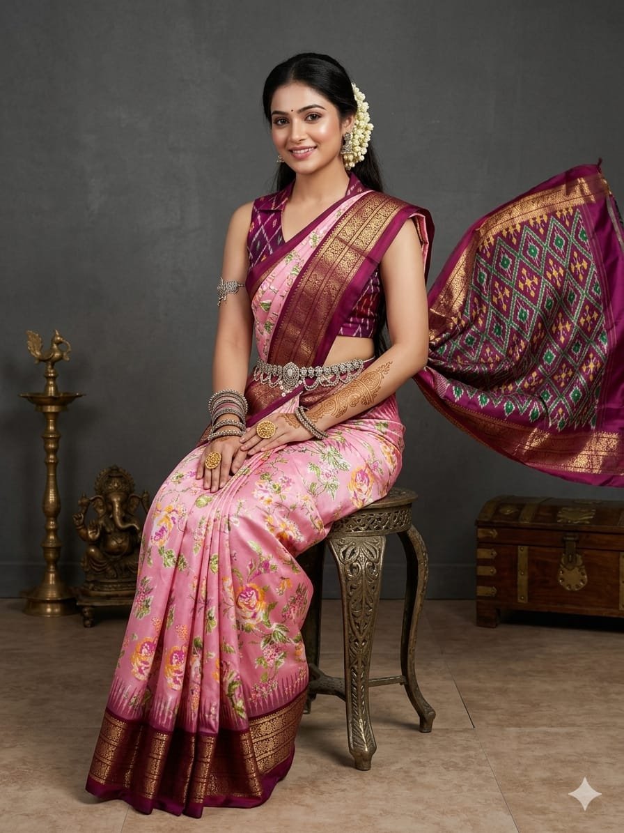 Ikat print saree - PANHY17-IPRSIZSCC-13