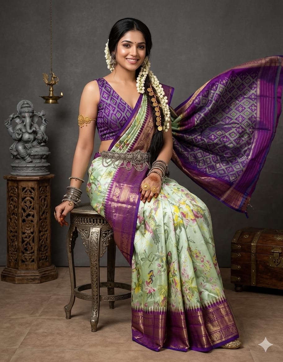 Ikat print saree - PANHY17-IPRSIZSCC-14