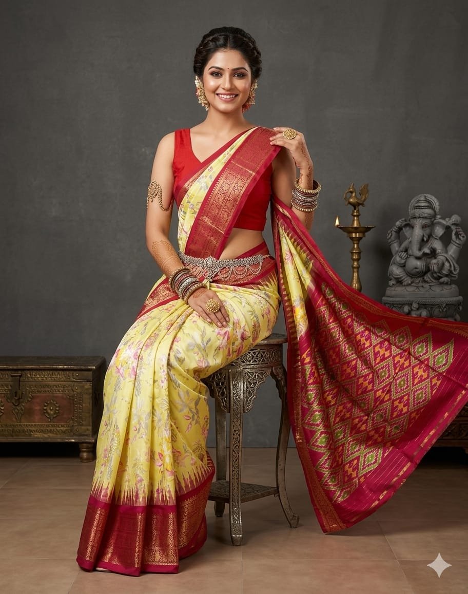 Ikat print saree - PANHY17-IPRSIZSCC-16