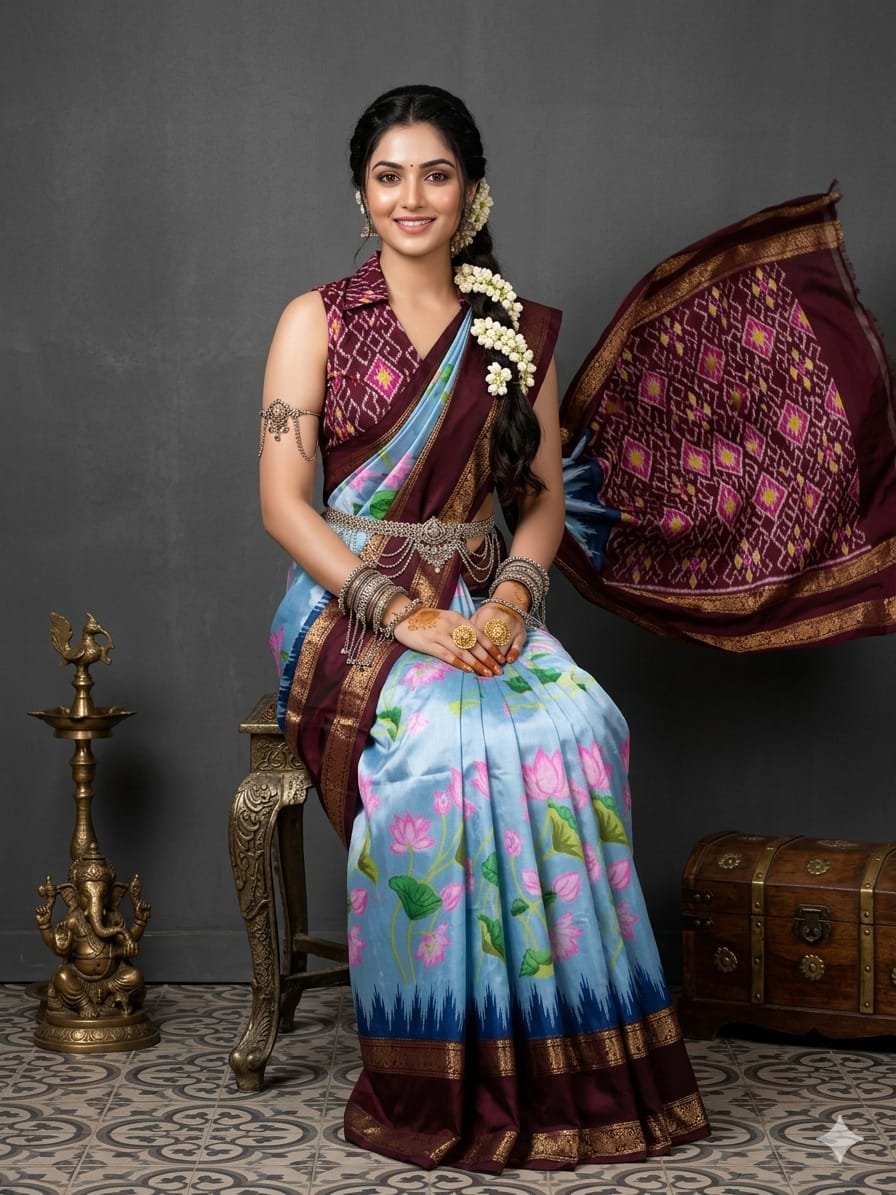 Ikat print saree - PANHY17-IPRSIZSCC-17