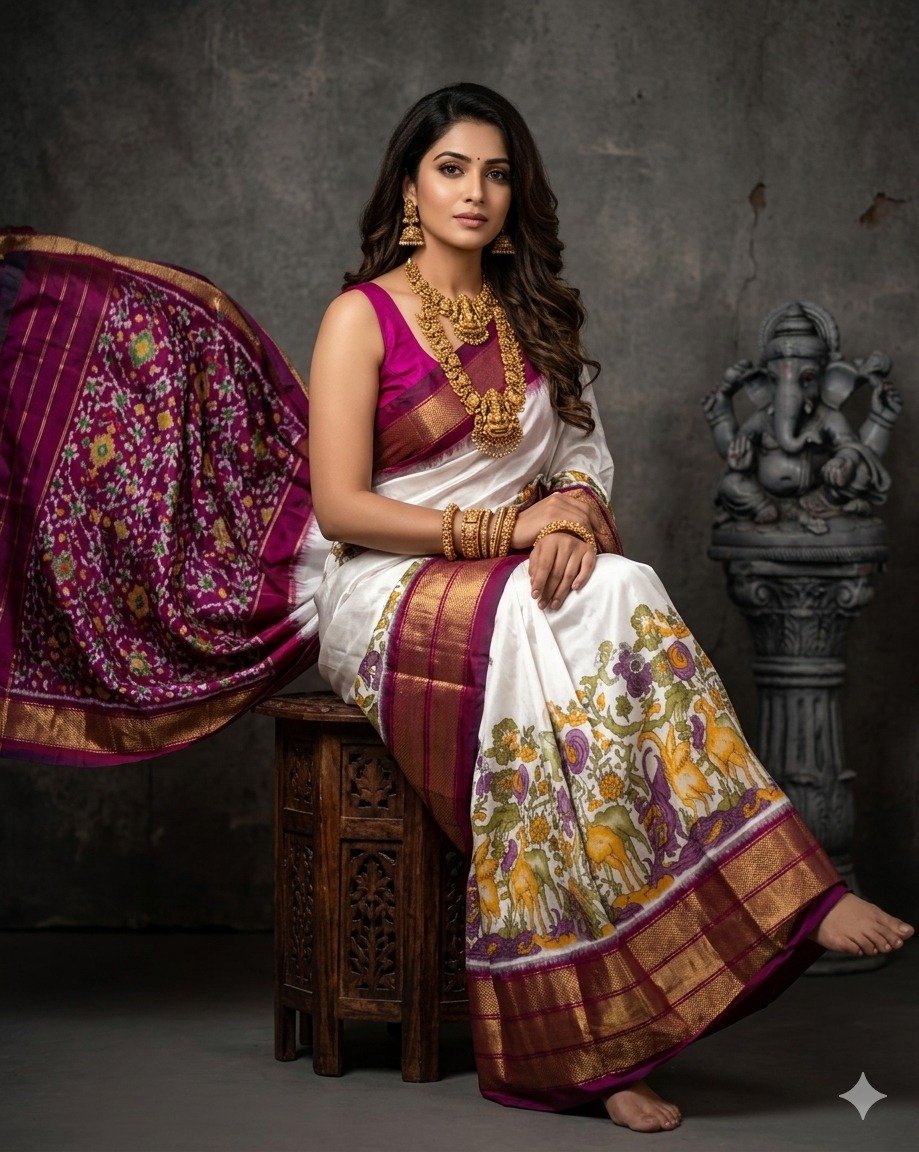 Ikat print saree - PANHY18-IPRSICSDD-03
